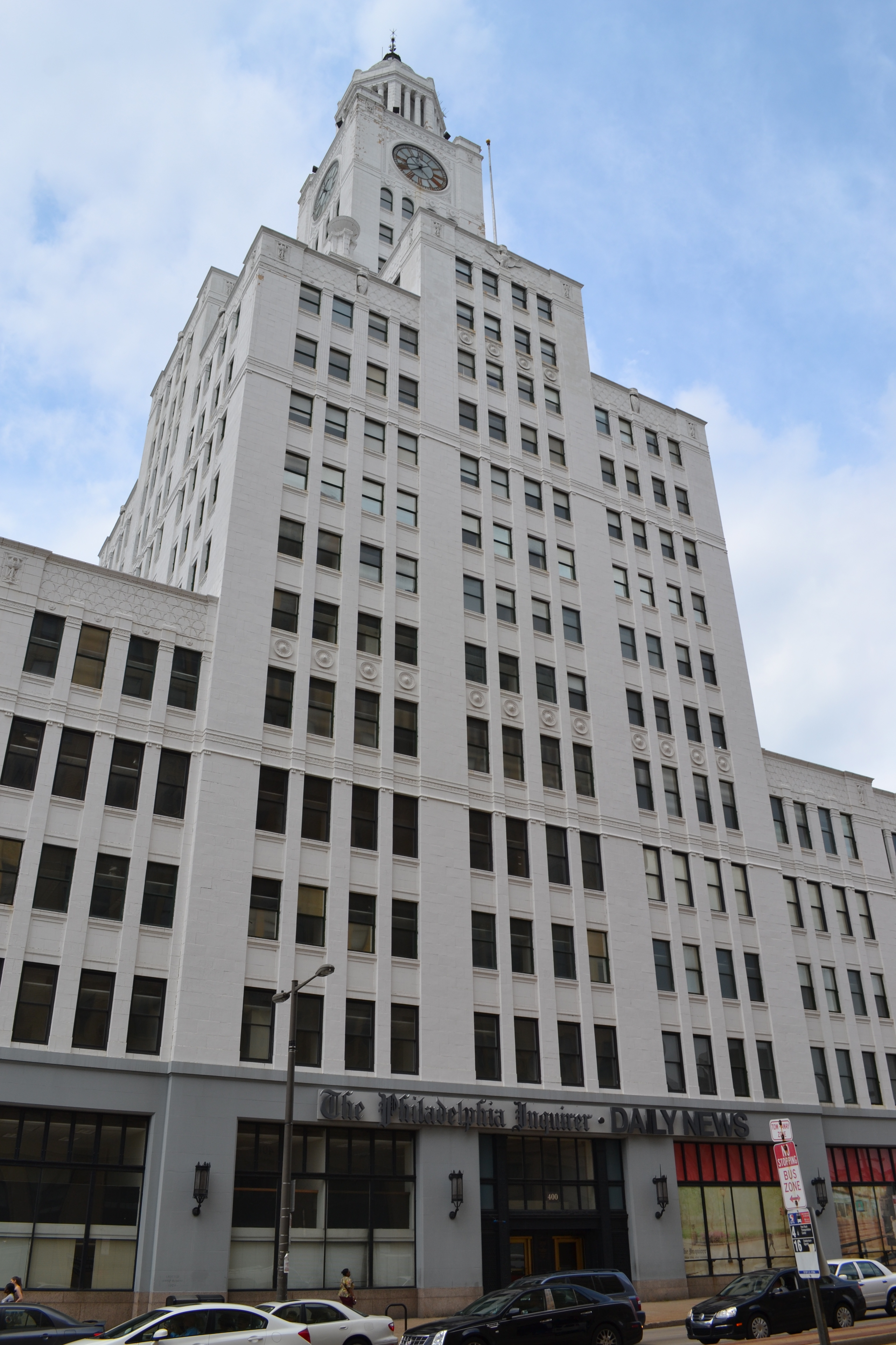 The former Inquirer building sits just west of the bridge at 400 N. Broad Street