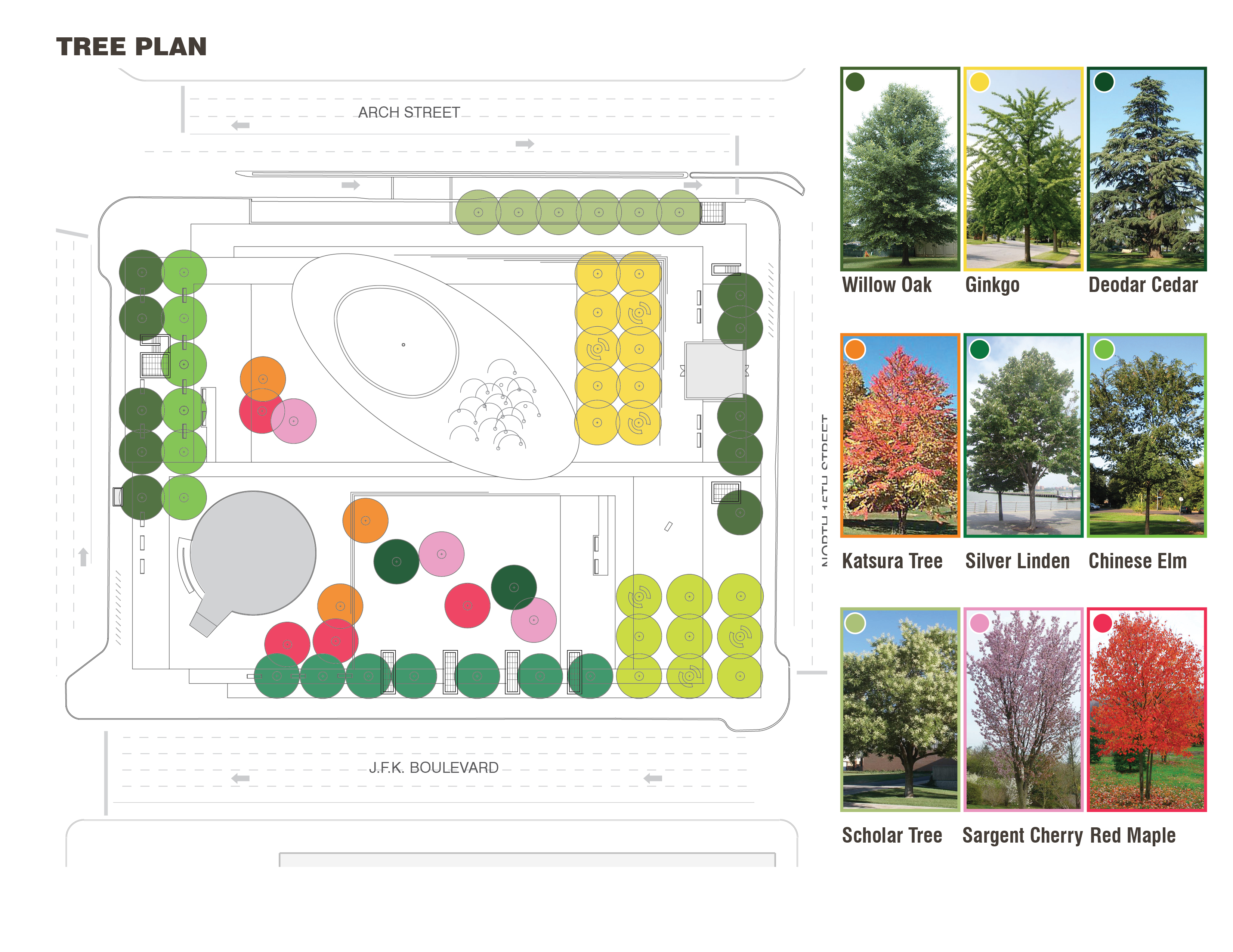 Tree Plan of LOVE Park / JFK Plaza, October 2015 | Hargreaves