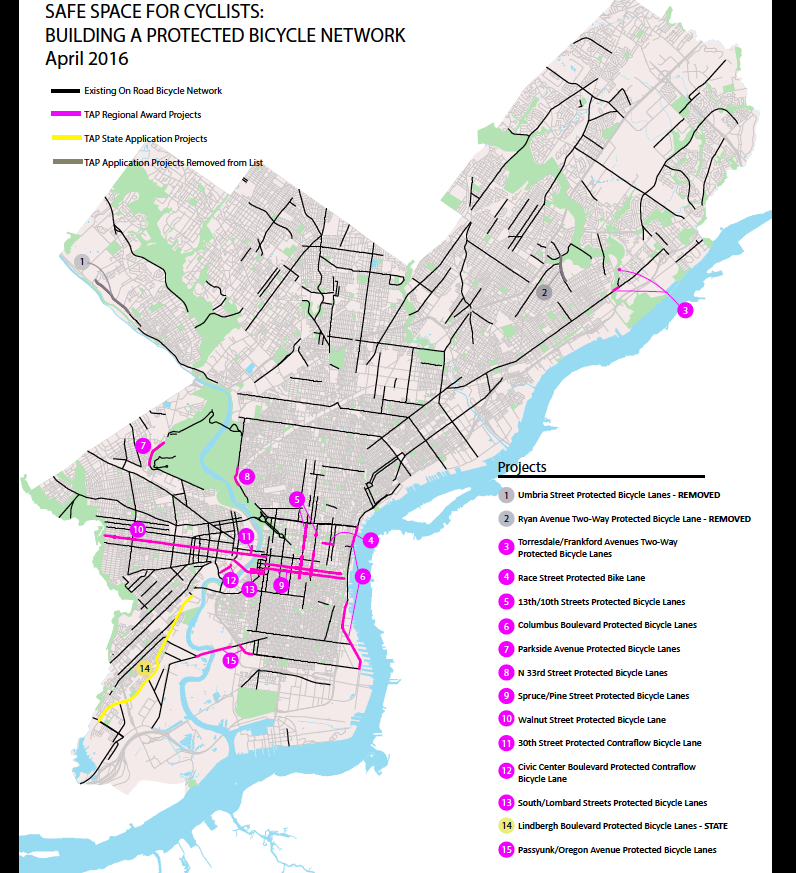 Updated Map of Safe Space of Cyclist infrastructure improvements planned