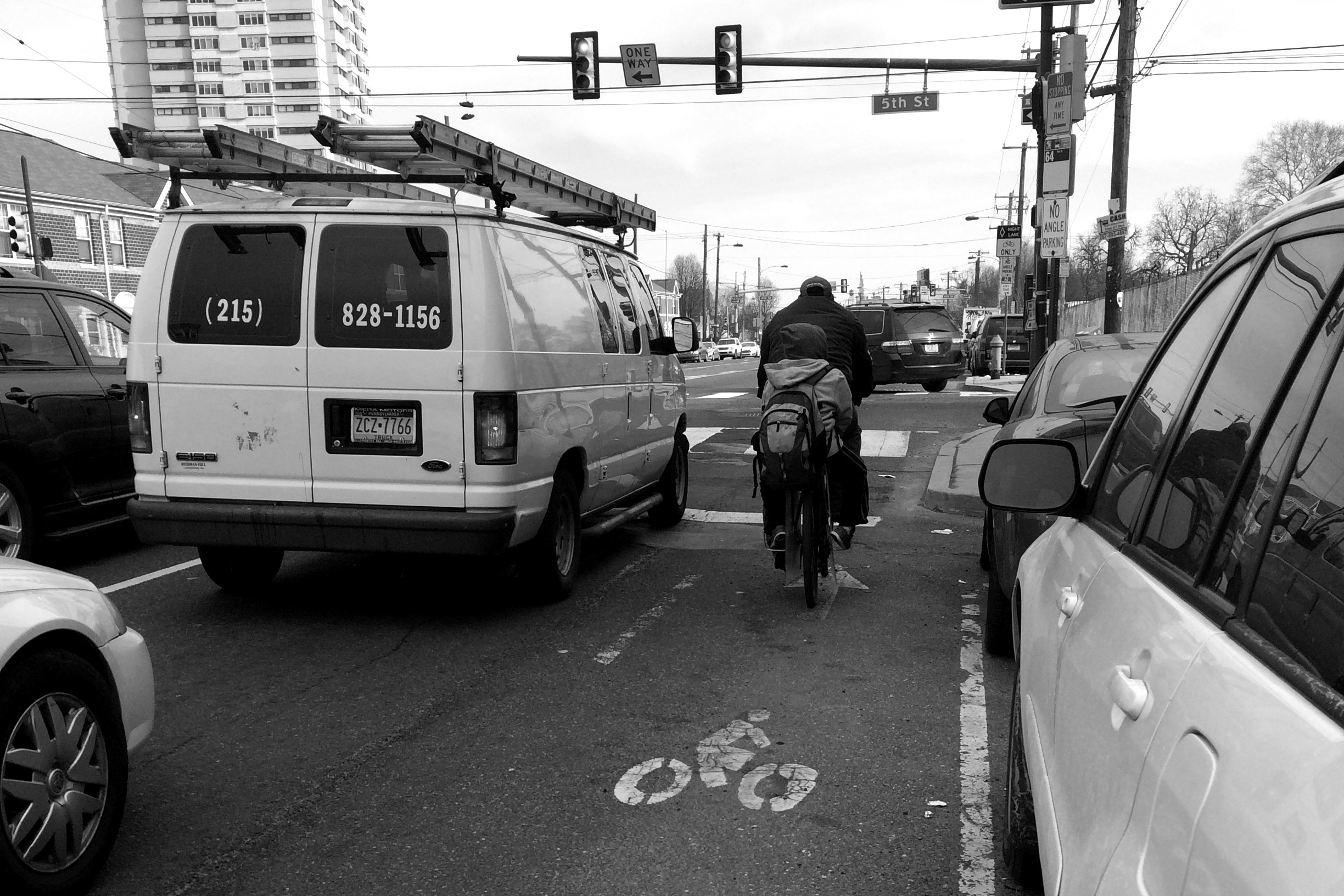 Washington Ave - where bike lanes have worn away 