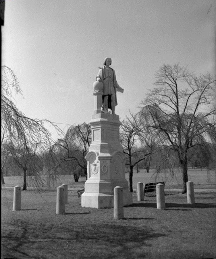 Christoper Columbus statue, Marconi Plaza, | Department of Records, 1959 - PhillyHistory.org