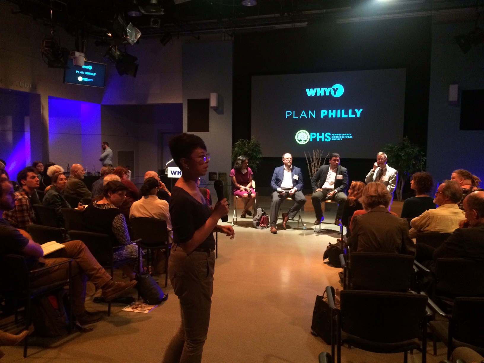 Diana Lu repeats audience question in back at PlanPhilly public spaces panel. Credit: Catalina Jaramillo/WHYY