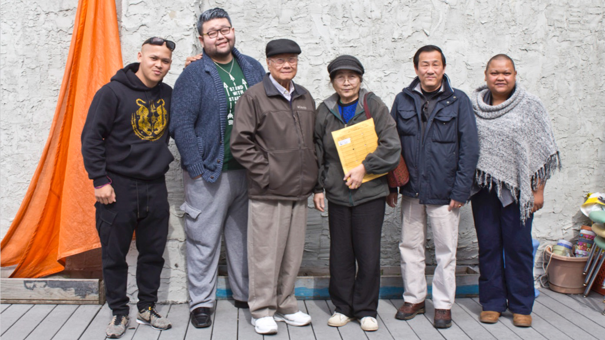 (From left) K. Natoen Chhin, Satun Chan, Kau Our, Kim Our, Hor Chou, and Sokmala Chy. (Kimberly Paynter/WHYY)