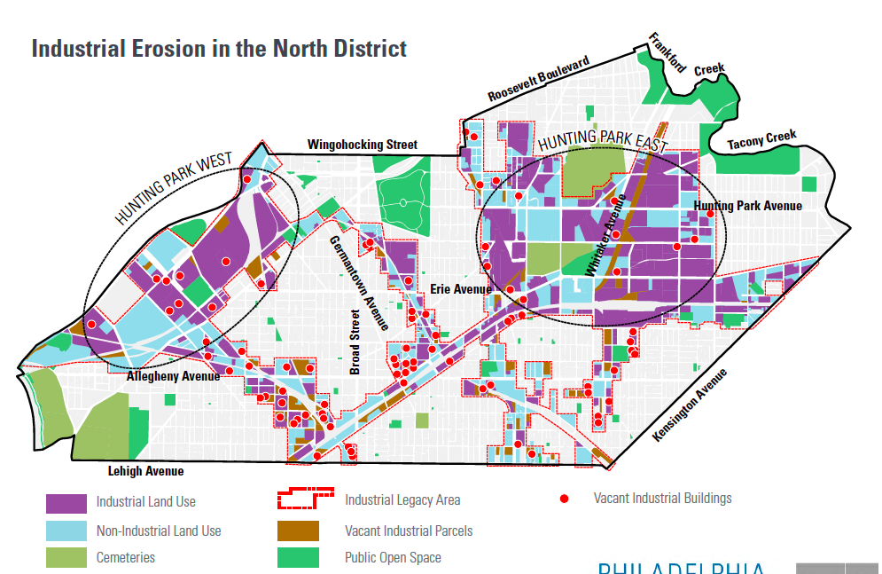 Industrial erosion in the North District, from the preliminary draft of North District Plan