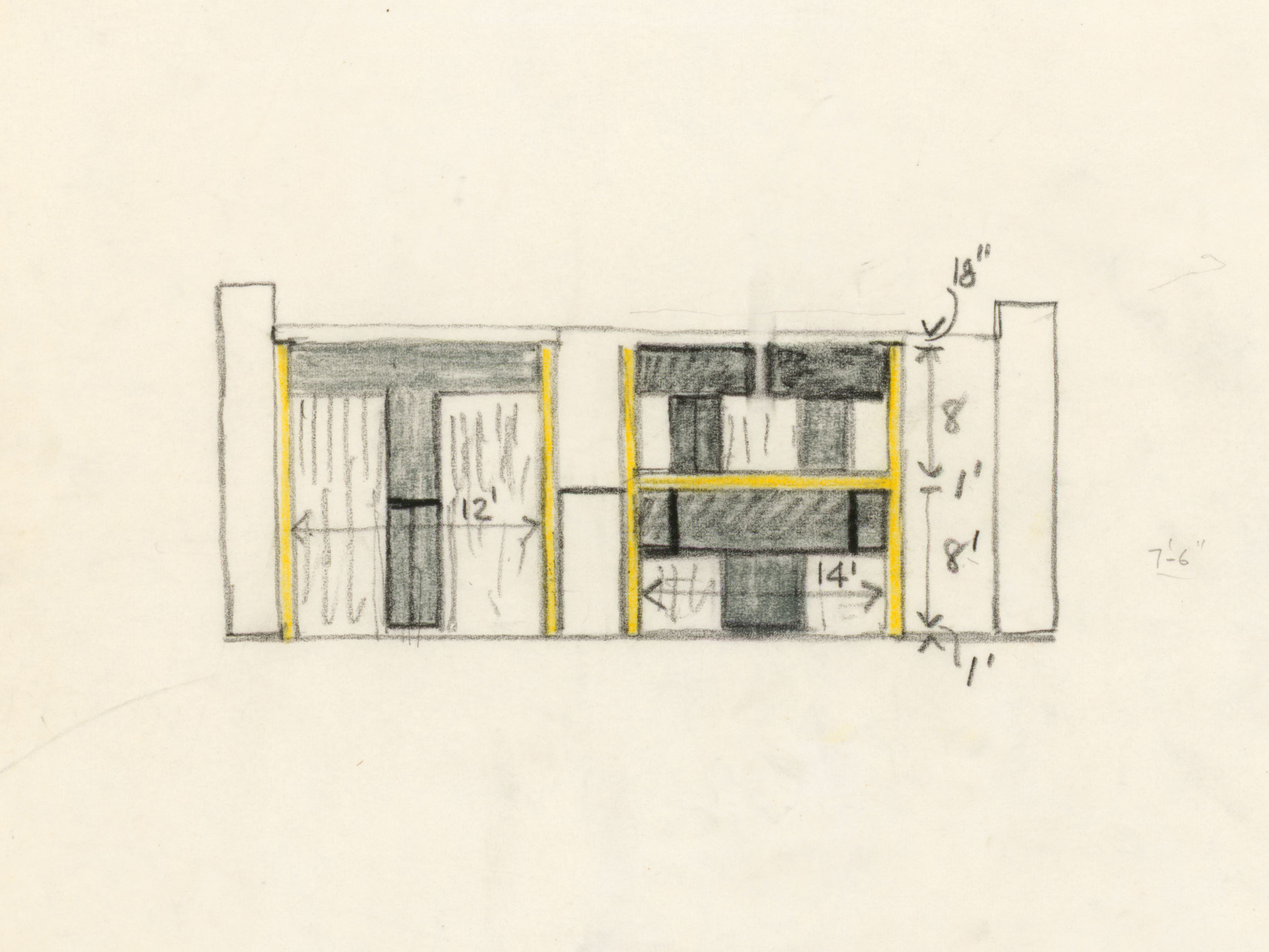 Kahn's Sketch of the Esherick House in Chestnut Hill. Courtesy of Louis I. Kahn Collection, University of Pennsylvania and the Pennsylvania Historical and Museum Commission.​ 