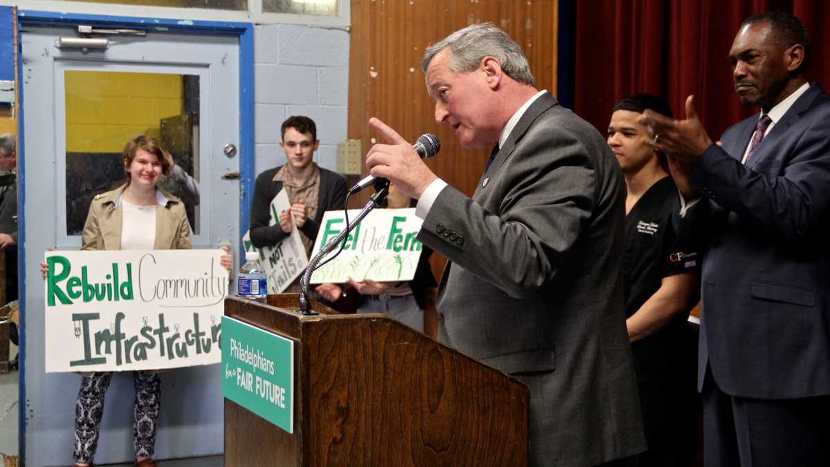 Mayor Kenney says says income from the sugary drink tax will support schools and community centers in the city, March 2016 | Emma Lee / WHYY