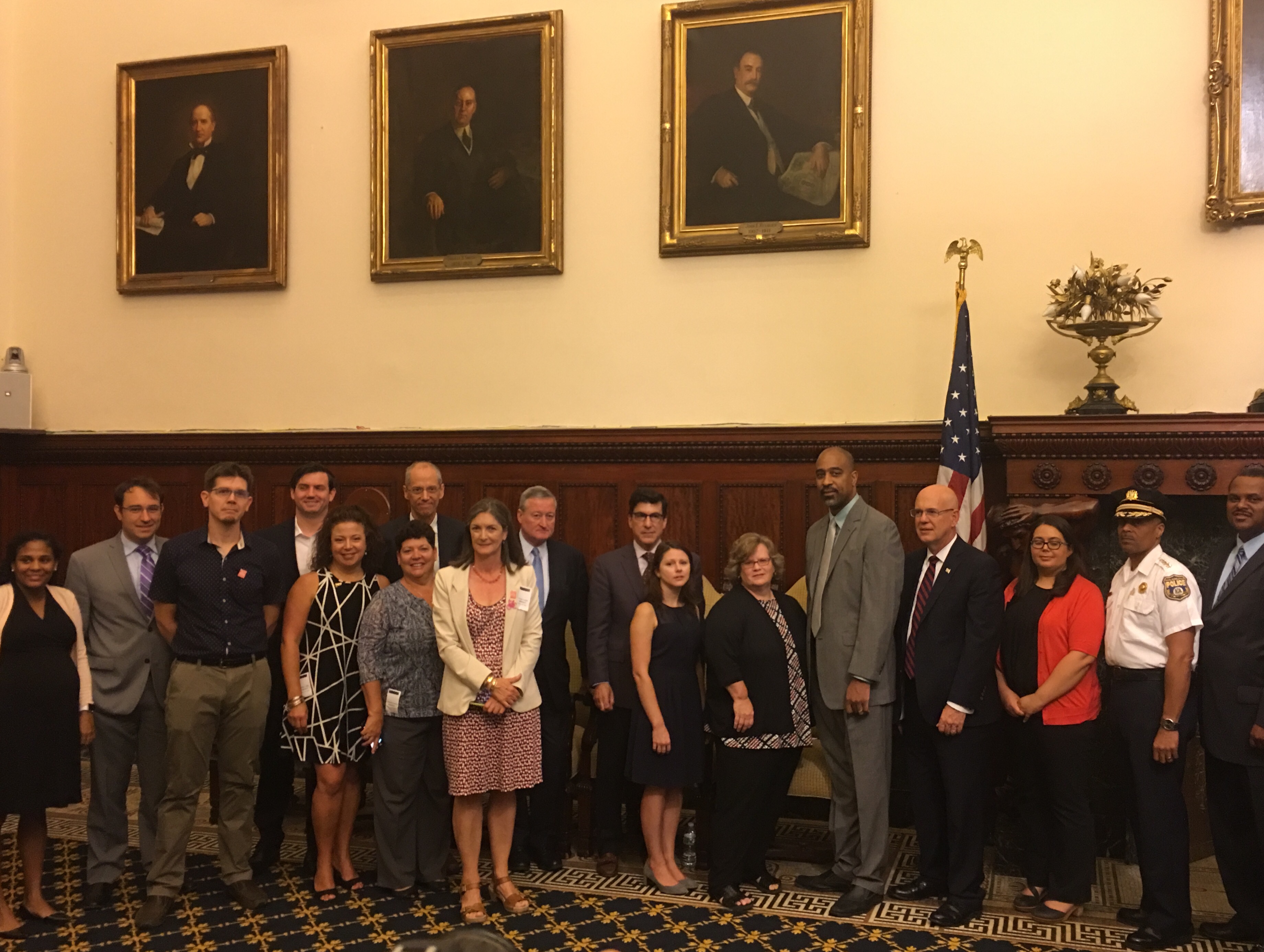 Mayor Jim Kenney poses with the Vision Zero Task Force. Not pictured: A single member of City Council