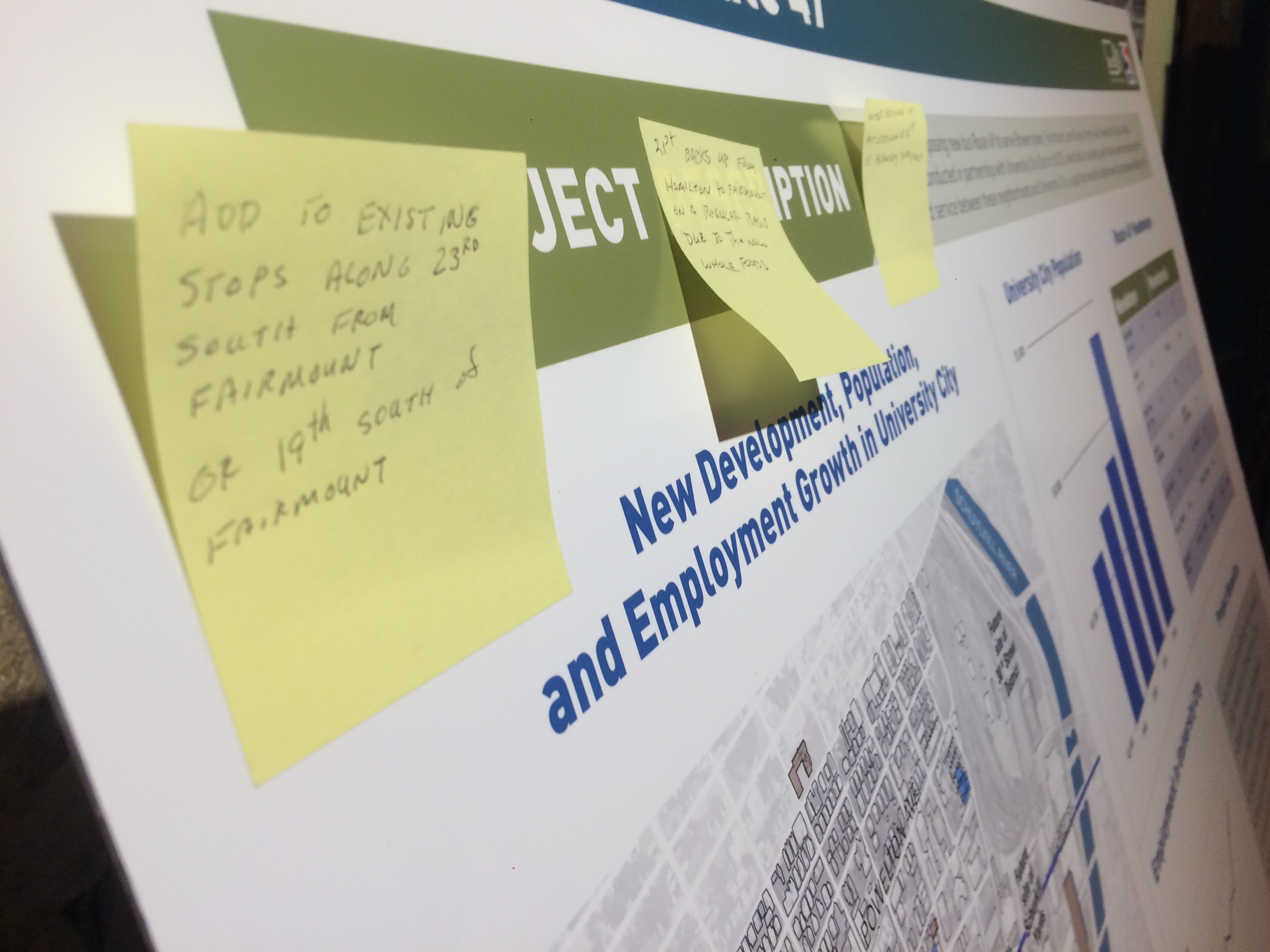 A poster board with residents' comments at SEPTA's Route 49 open house last year A poster board with residents' comments at SEPTA's Route 49 open house last year