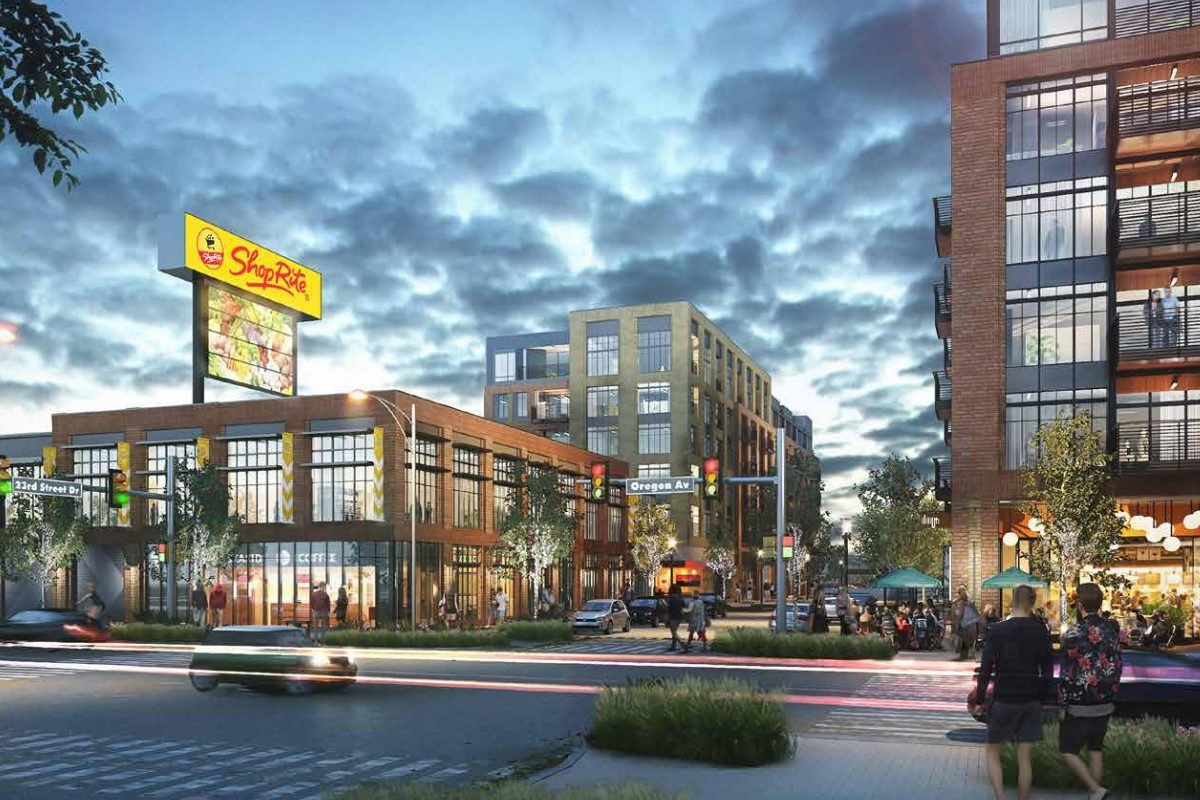 Rendering of South Quarter Plaza - a mixed-use redevelopment of Cedar Realty Trust's shopping center at 23rd Street and Oregon Avenue.