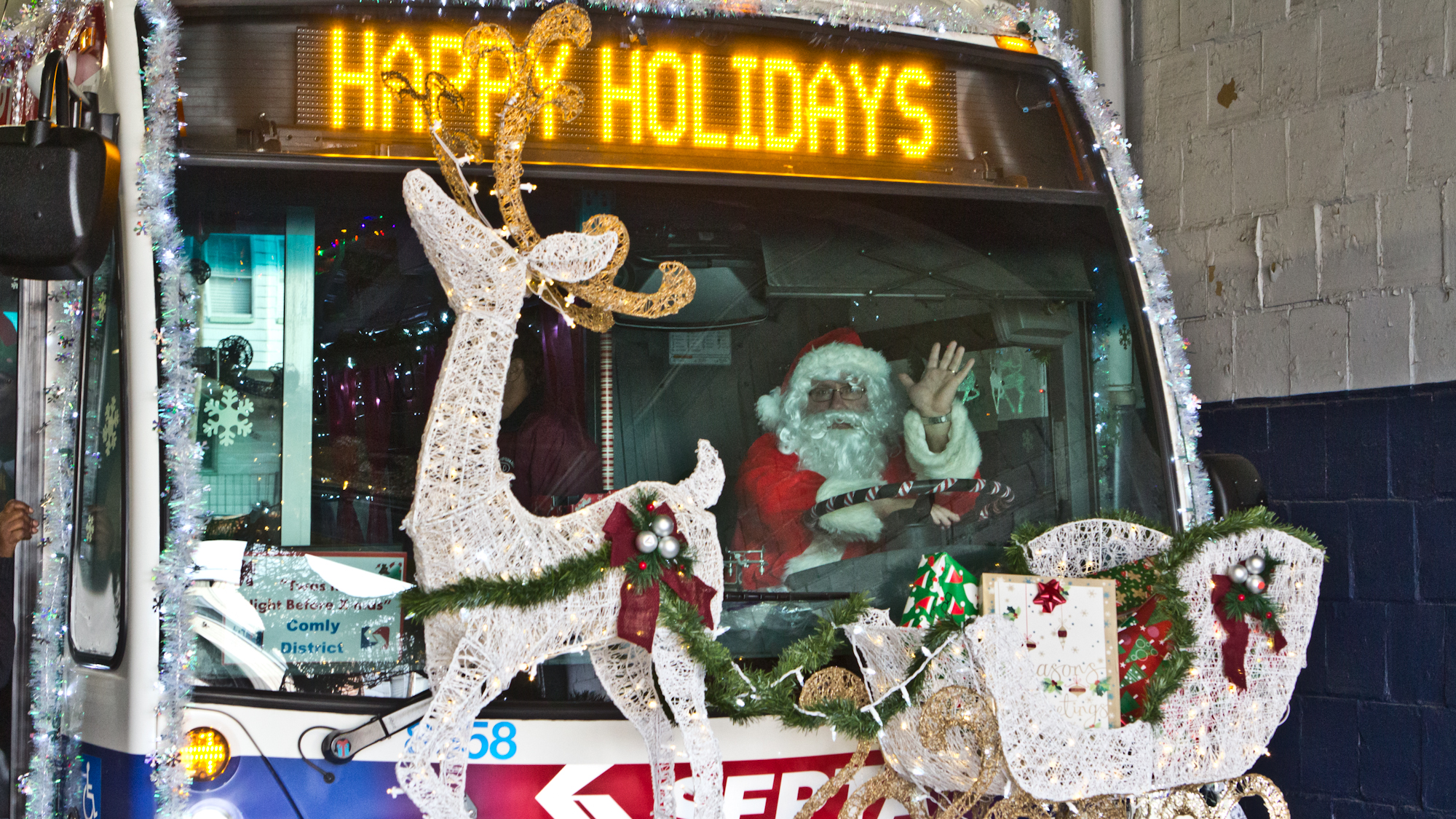 SEPTA’s Comly district’s decorations were inspired by the Nigh Before Christmas. (Kimberly Paynter/WHYY)
