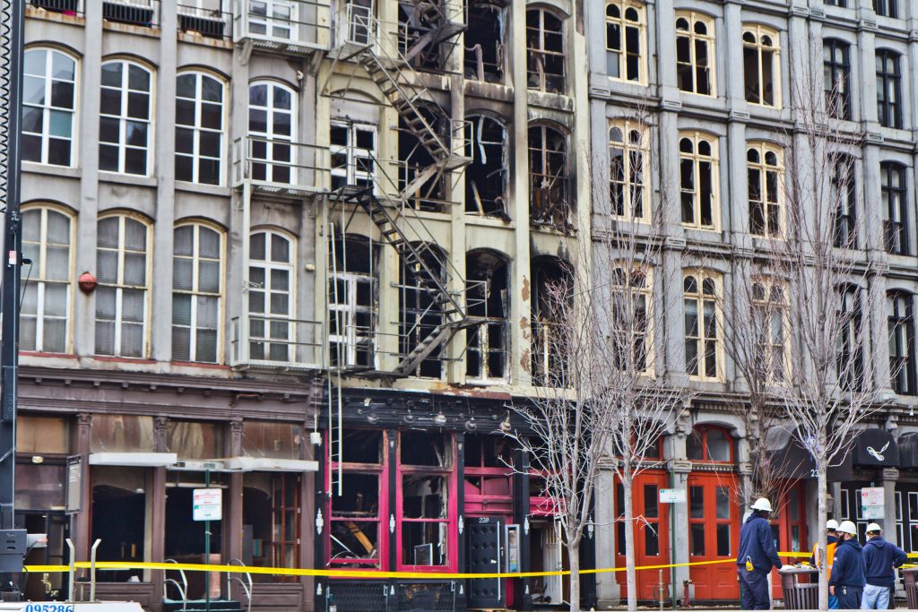 The building at 239 Chestnut Street must be reinforced before investigators can enter safely Credit: Kimberly Paynter/WHYY