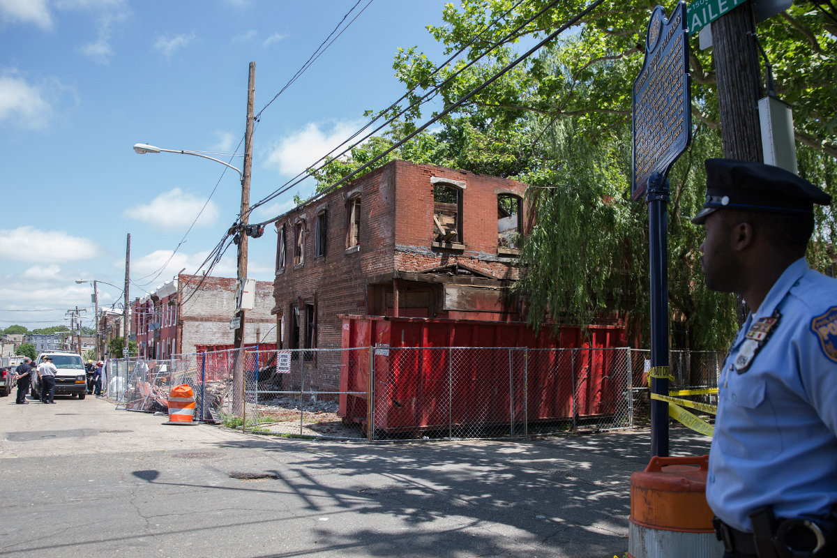 The structure at 2621 N. Jefferson St. in Brewerytown, as it appeared after the June collapse.