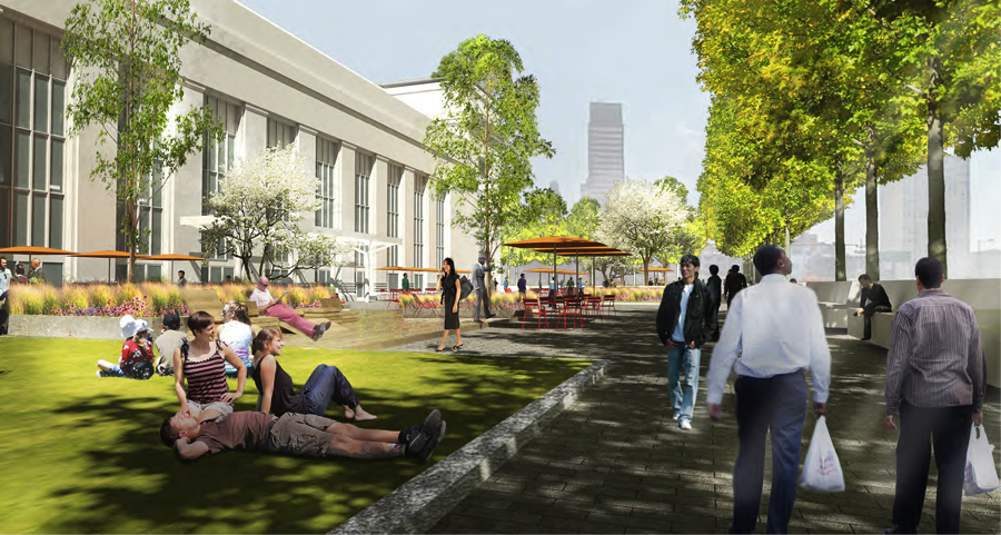 University City District's popular Porch would see continued improvements under the 30th Street Station District Plan