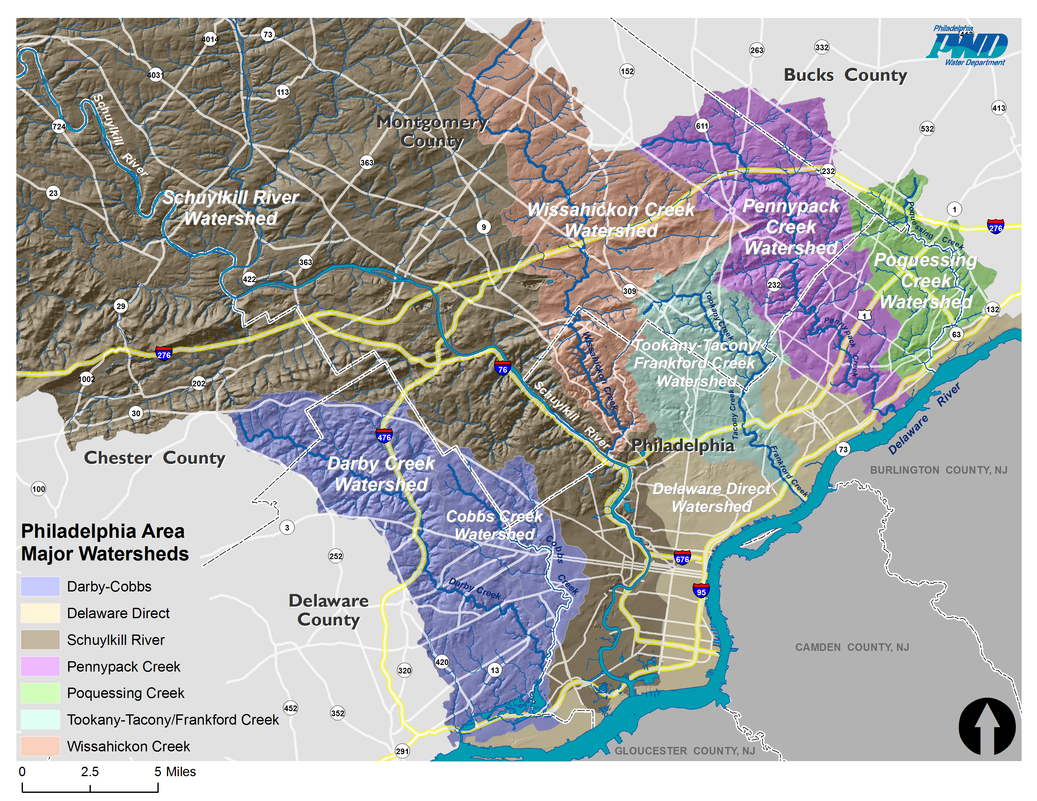 Map of Philadelphia's Watersheds. Credit: Philadelphia Water Department. 