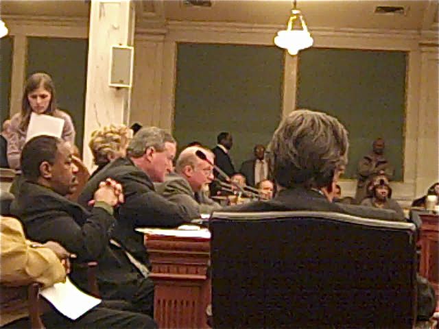 The committee is listening to Tiffany Green testify in this photo.
