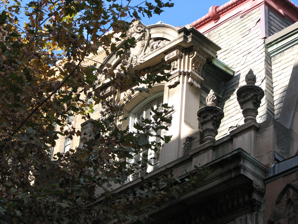 The top of the Trumbauer-designed home on Locust.