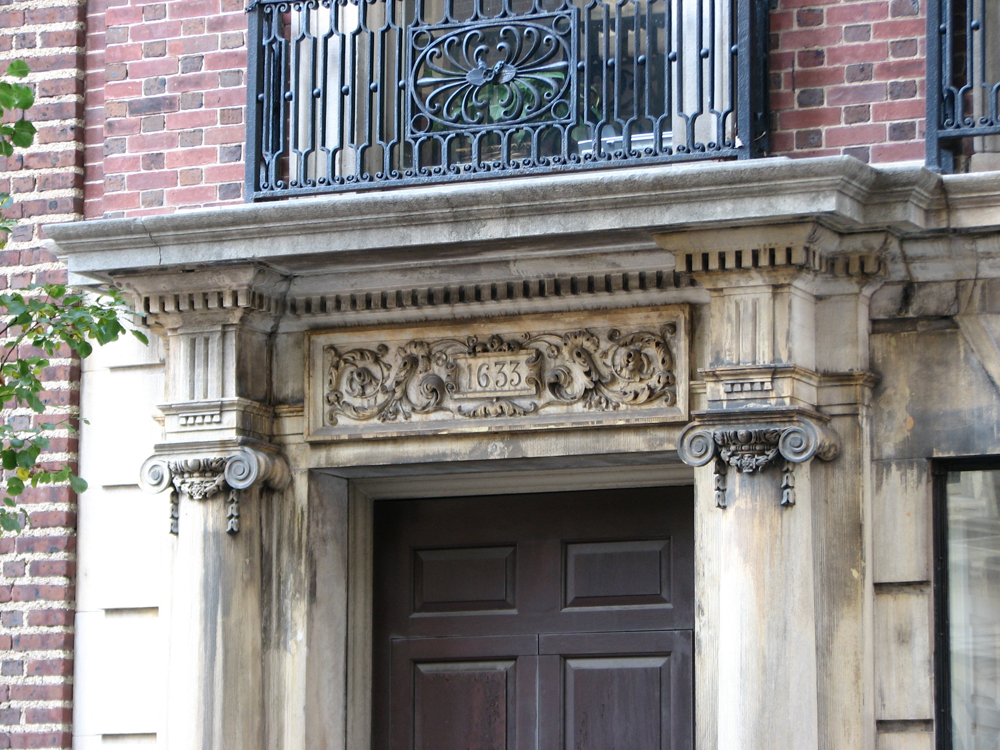 Detail of a Cope & Stewardson house on Locust Street.