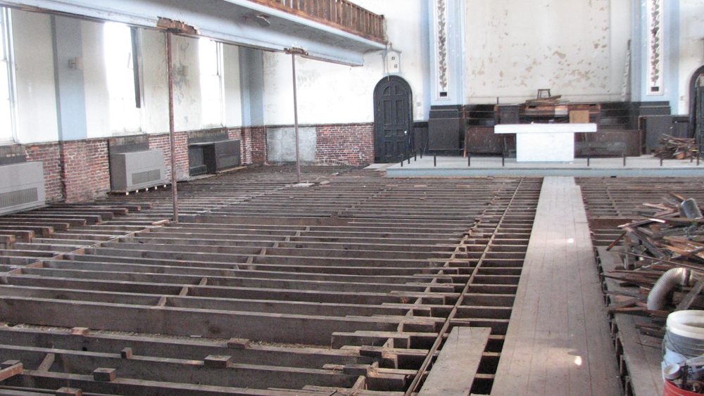The Lutheran congregation removed but has said it will replace the flooring of the main sanctuary.