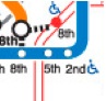A closeup of the accurately depicted pedestrian connection in the old SEPTA map.