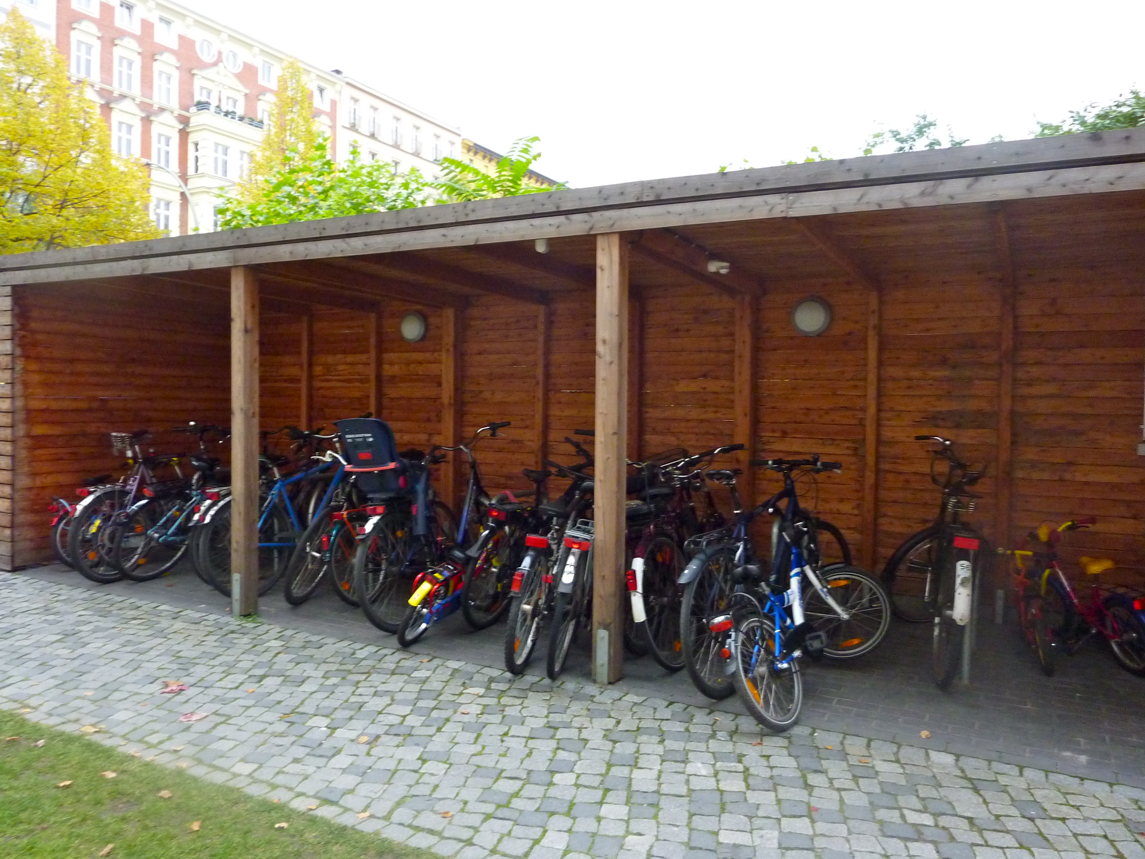 Sheltered bike parking