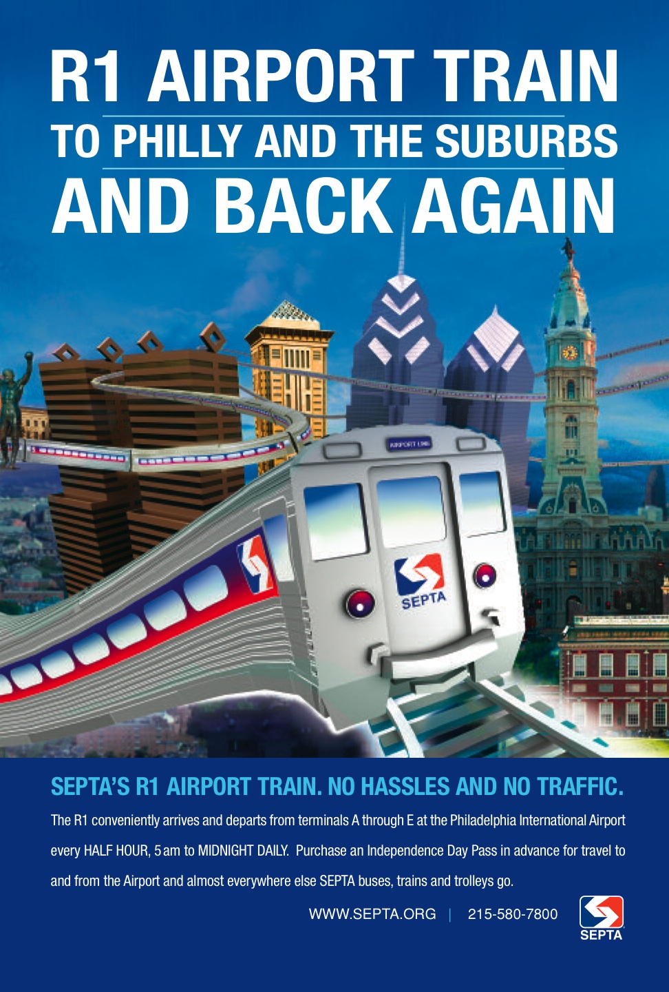 The R1 Line SEPTA advertisement promoting the service