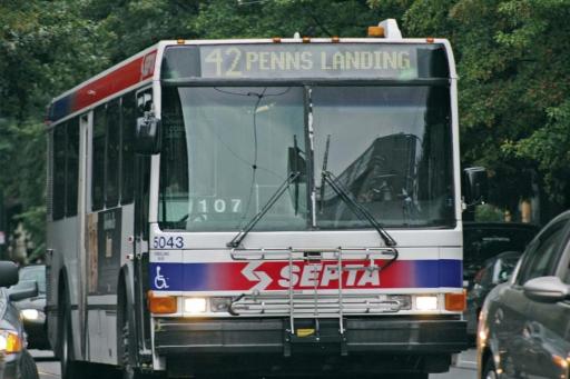SEPTA bus 42, eastbound to Penn's Landing