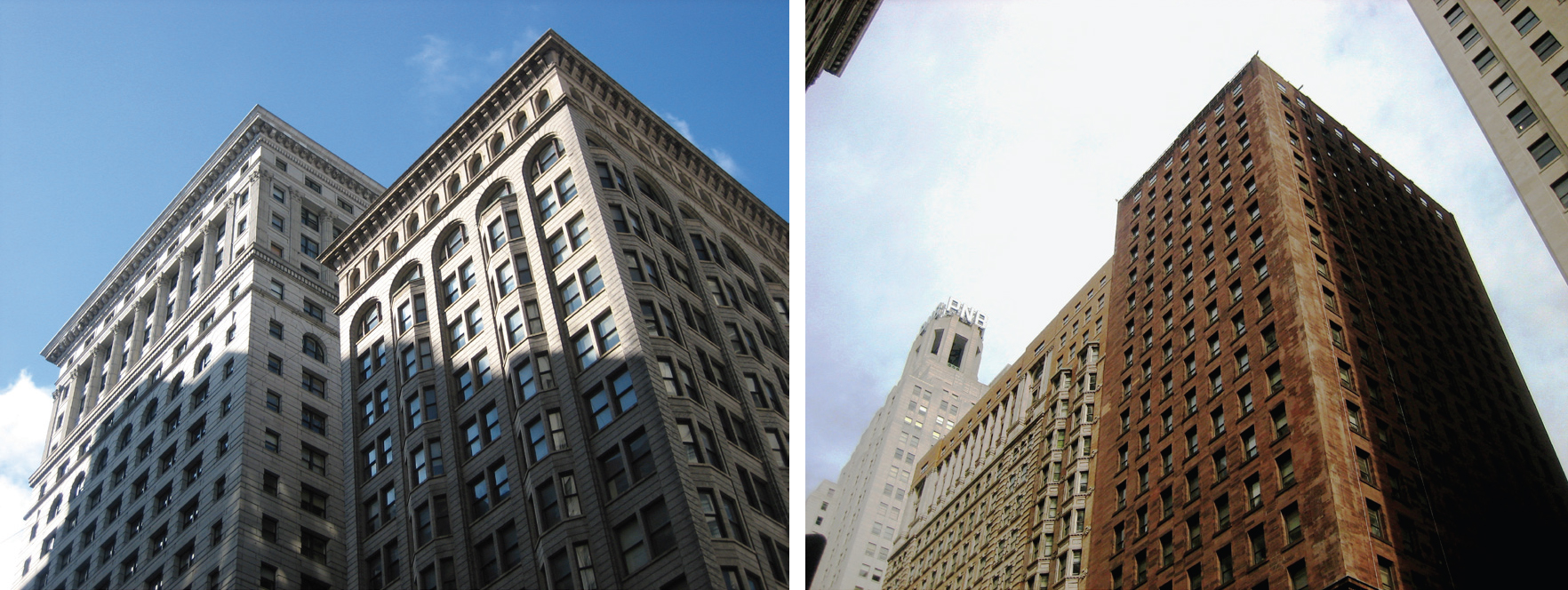Land Title Building (l) and Real Estate Title and Trust, and North American buildings (r)