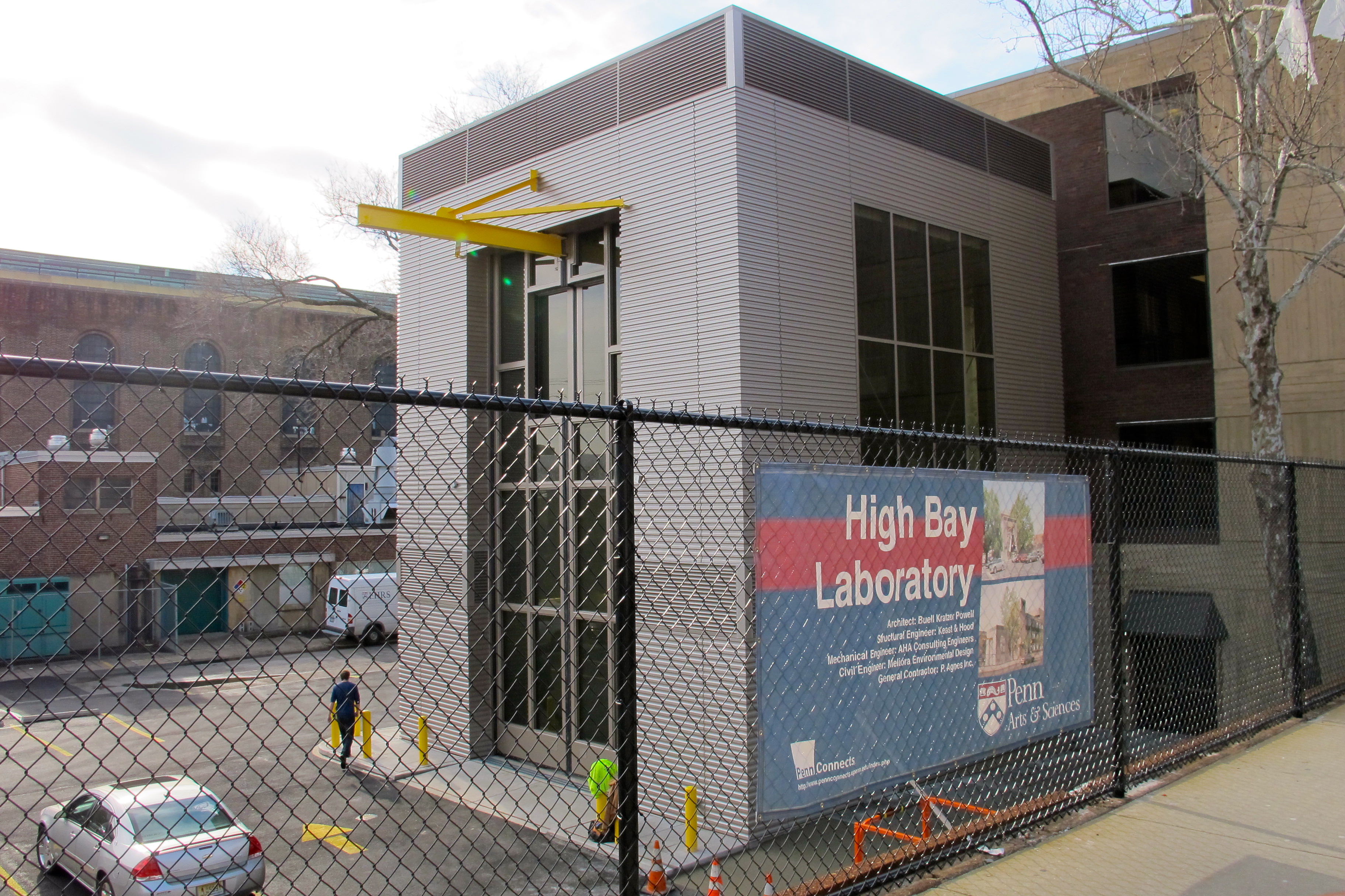 Penn's new High Bay Lab building along Walnut Street.
