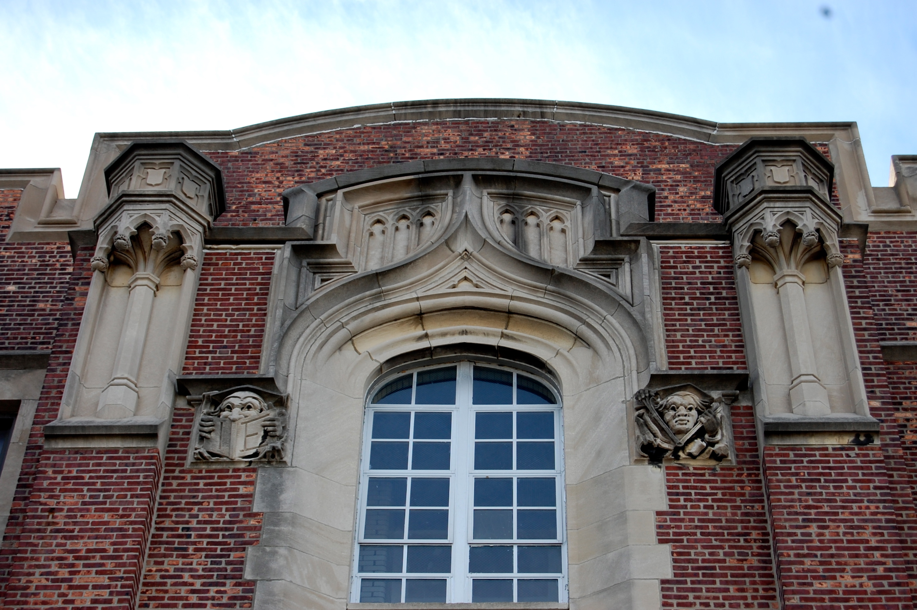Gothic detail atop the old West Philadelphia High School | PlanPhilly