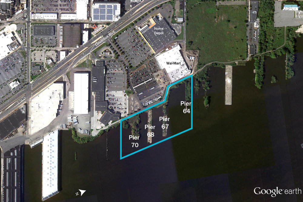 Piers 64-70, behind the box stores, will become a waterfront park. | DRWC