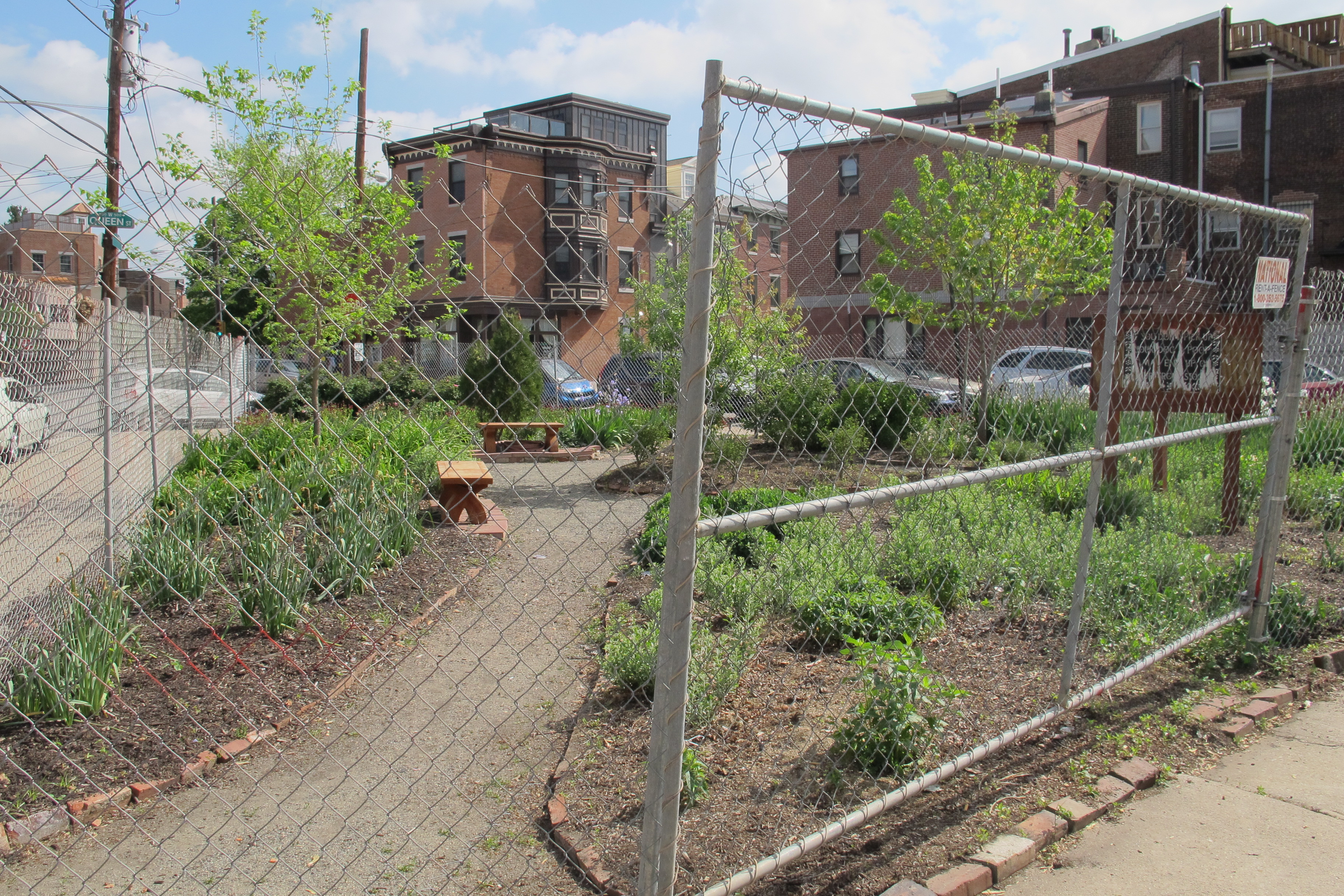Triangle Park at 601 Christian Street was fenced by its owner, Stuart Schlaffman, last week.