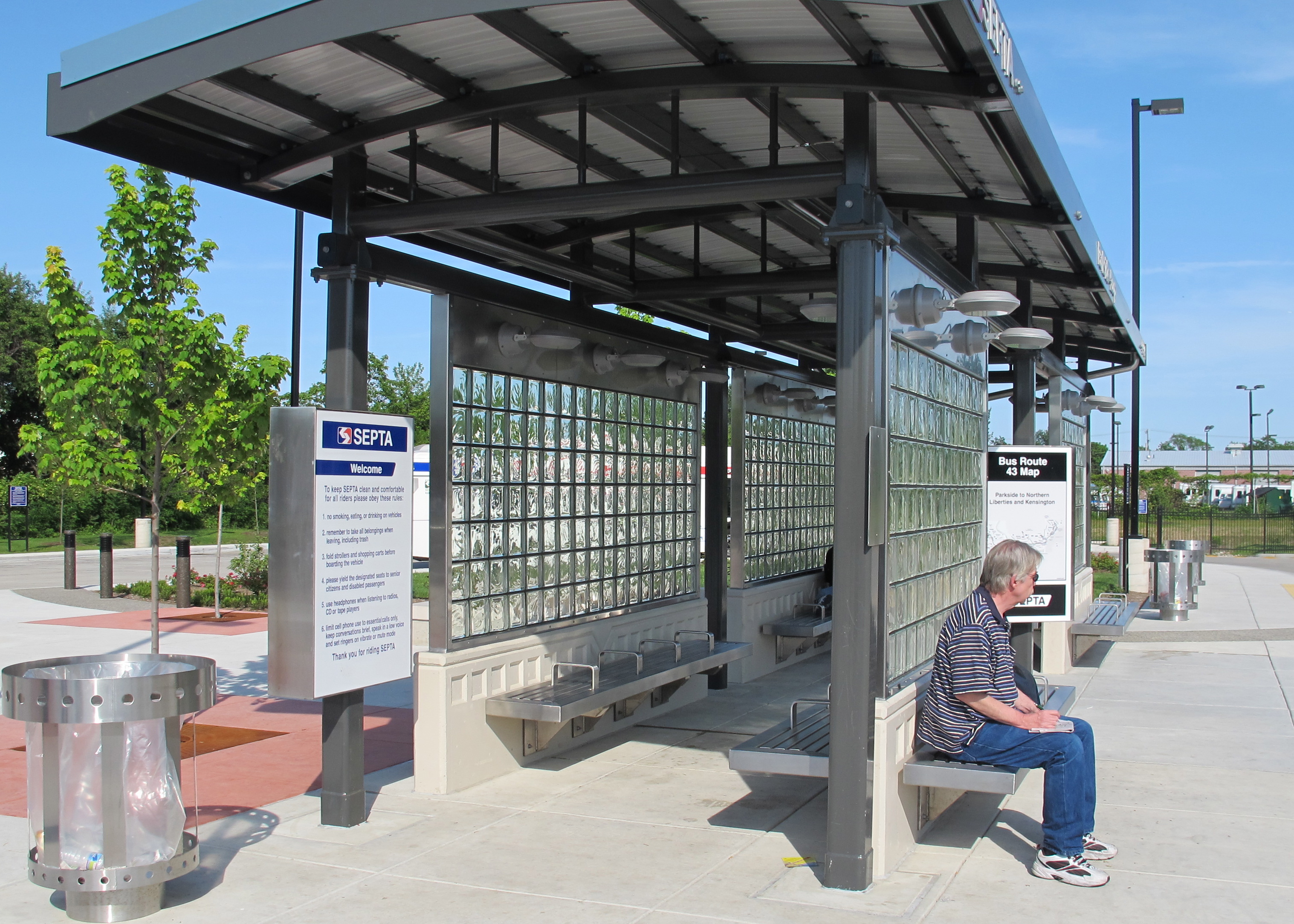 The new bus shelter at the Parkside Loop.