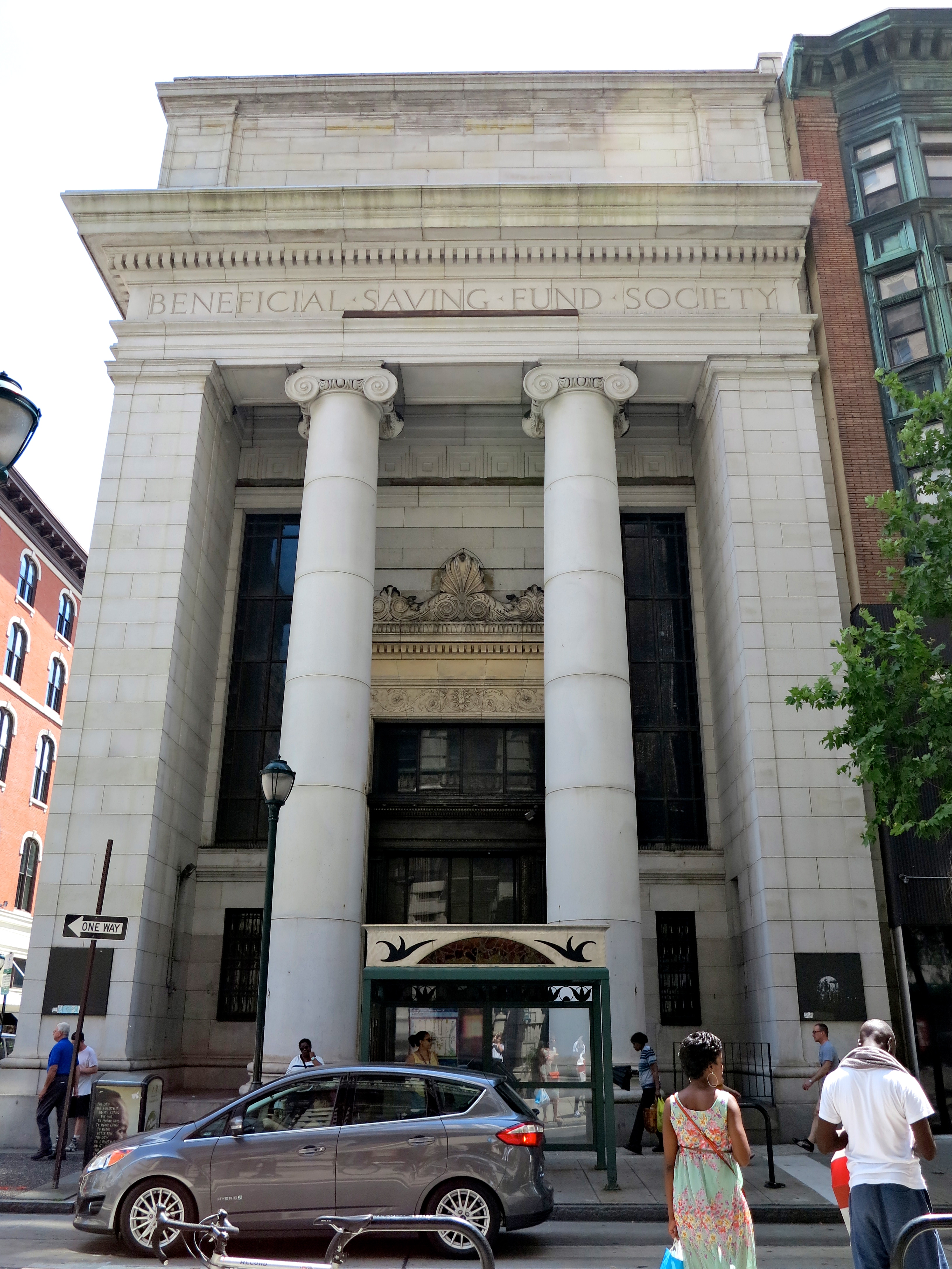1200-1202 Chestnut was designed by Horace Trumbauer as the headquarters for Beneficial Savings Fund Society, now Beneficial Bank.