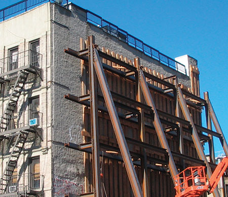 An example of temporary bracing installed before a demolition project. | StructureMag.org