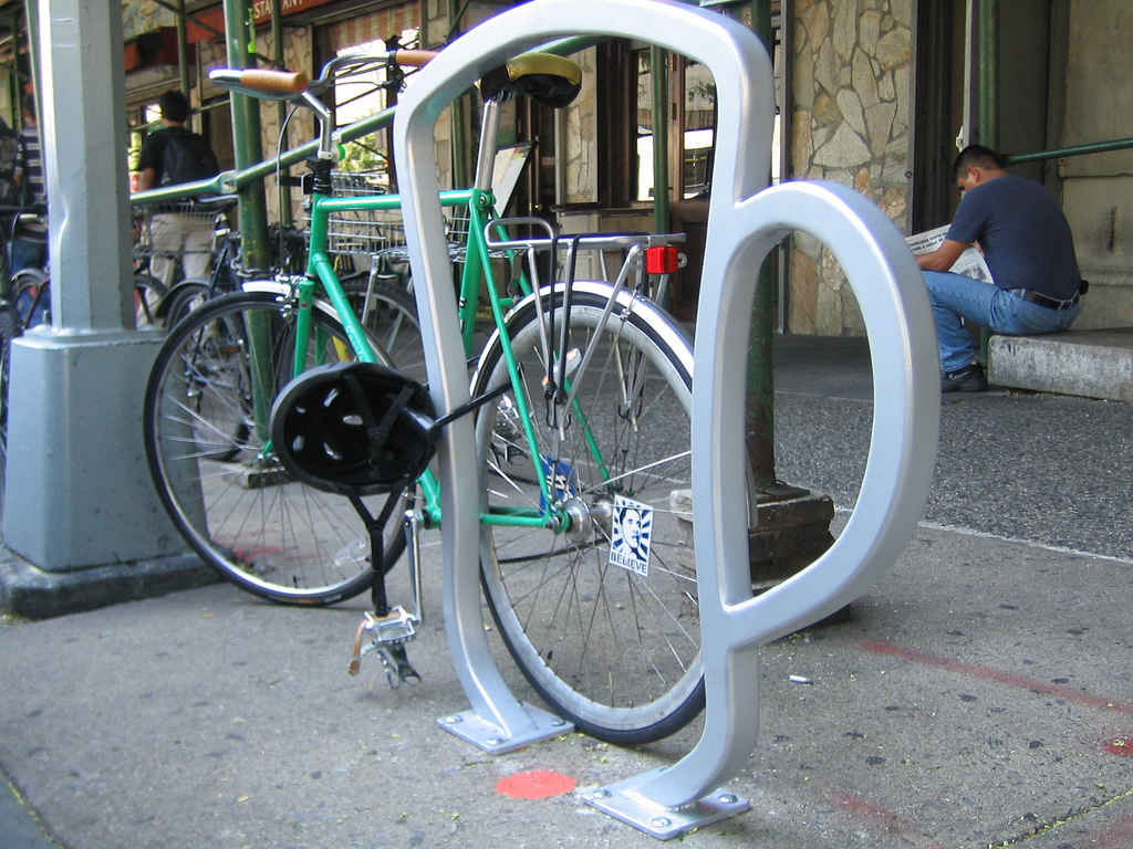 Bike rack in New York designed by David Byrne. | photo by James Hare, Flickr | Creative Commons