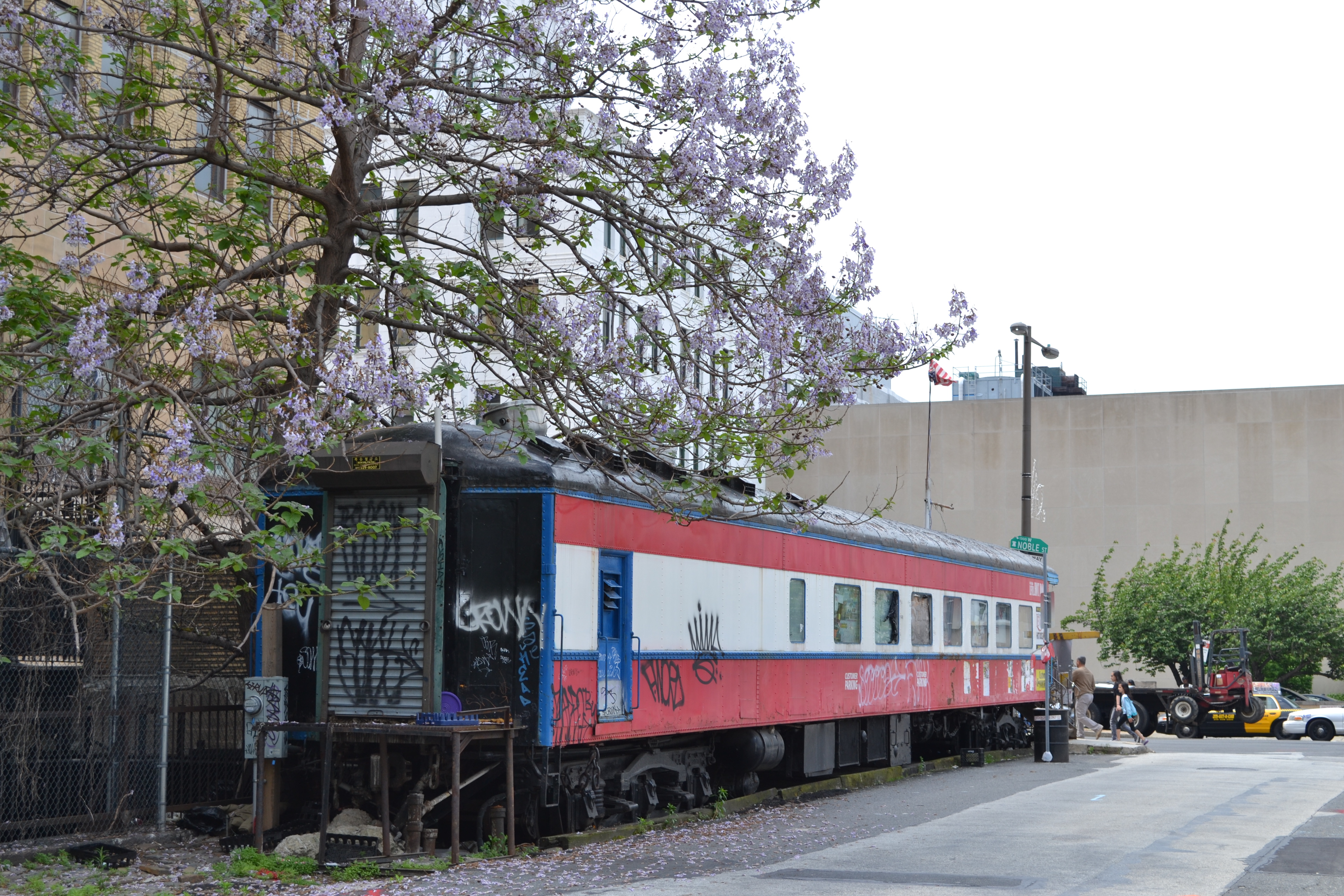 The abandoned train car diner sits at the northern end of the Broad Street bridge