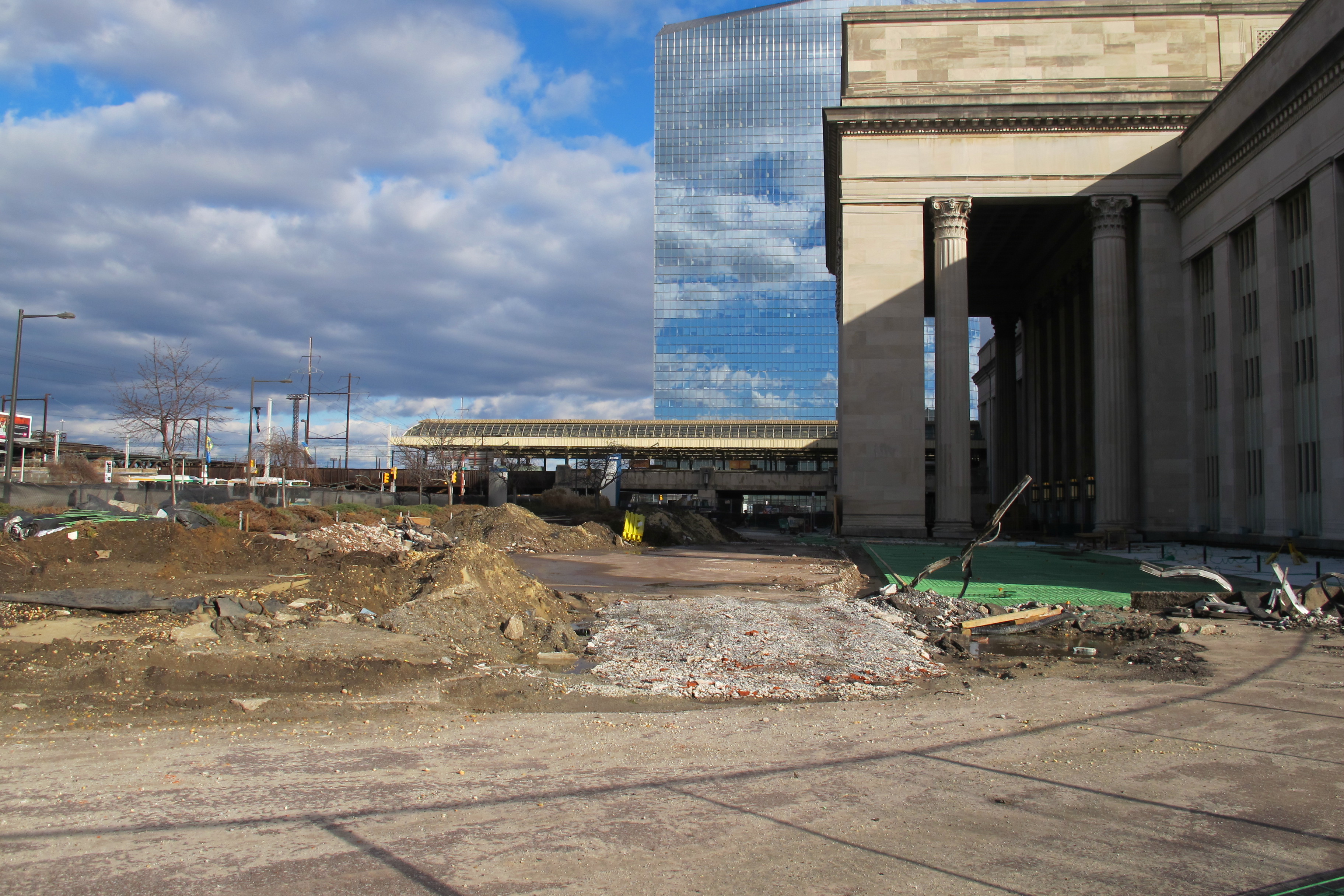 Construction on 30th Street Station's western side. (Or, what's hiding behind that cool looking fence.) January 2013.