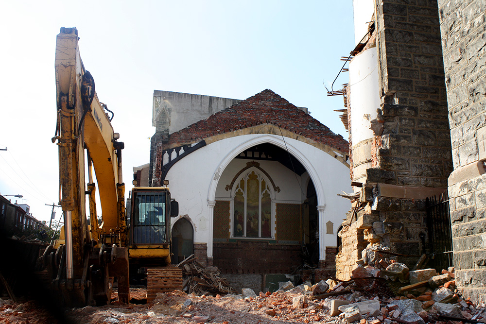 Crews demolished the soutChurch of the Nativity at 11th & Mt. Vernon