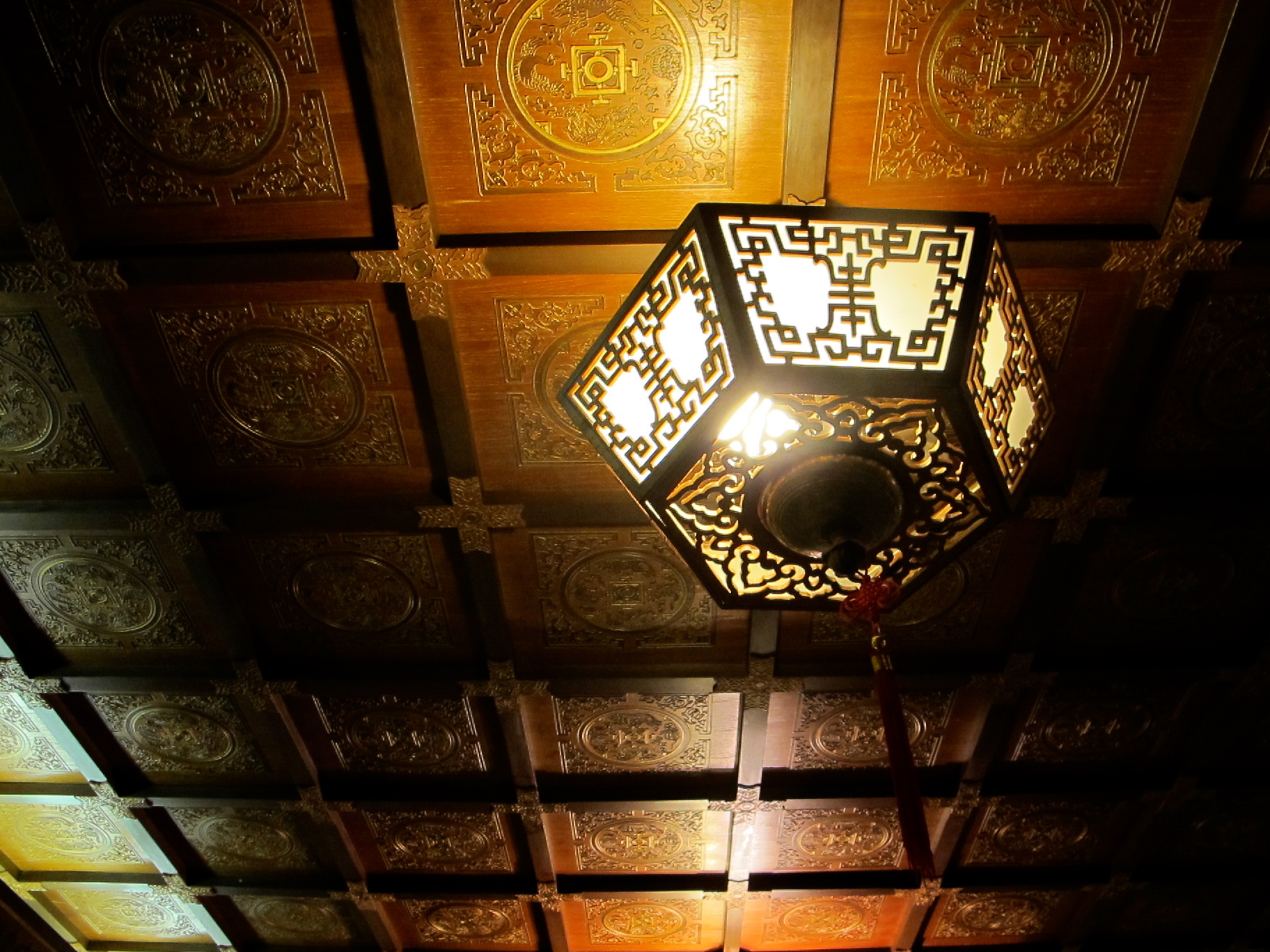 Detail of lantern lights and coffered ceiling.