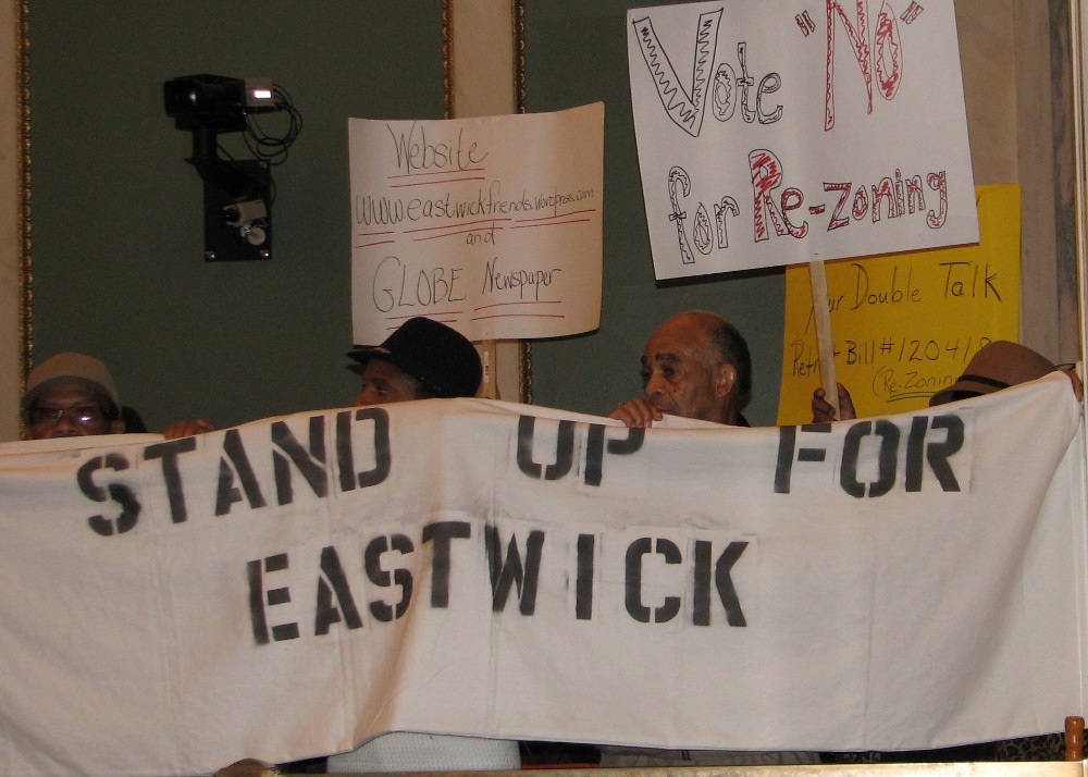 Eastwick residents protest at city council Eastwick residents protest at city council