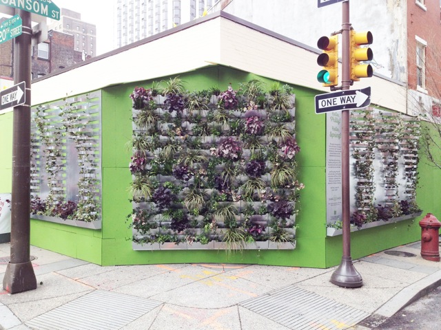 Shake Shack's temporary green wall during construction.