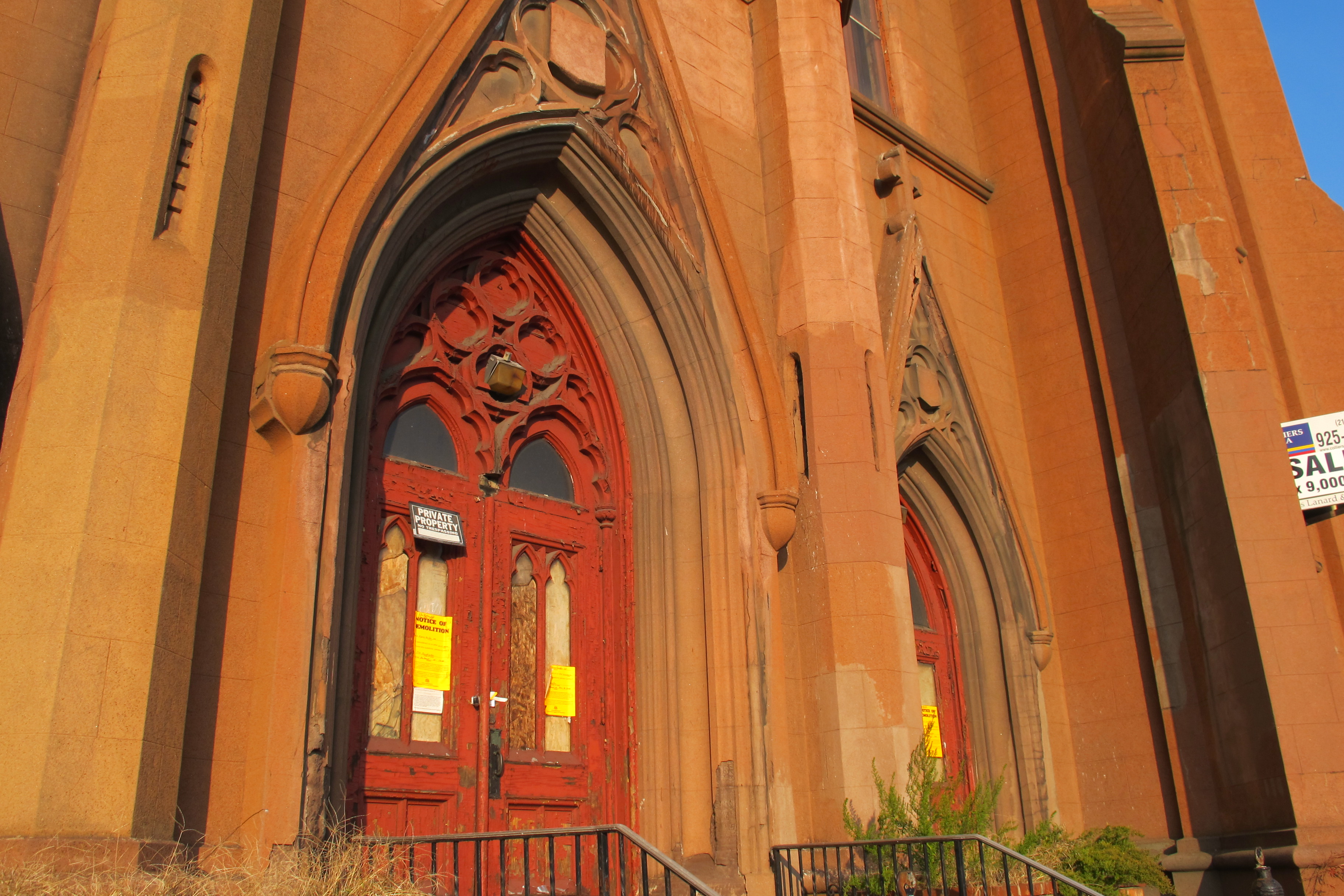 The Church of the Assumption's doors on Spring Garden Street were posted with demolition notices.