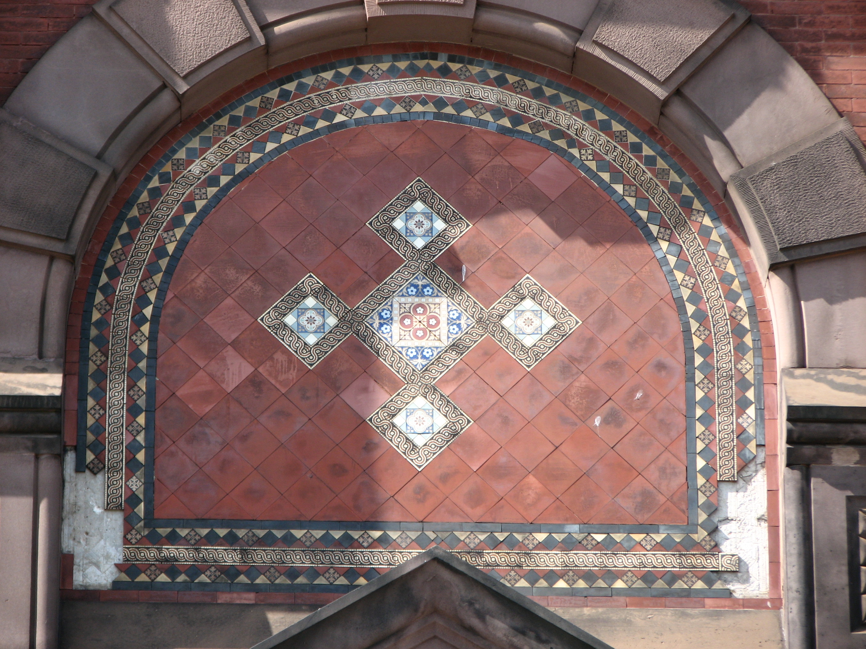 The building’s elaborate tile designs have started to deteriorate.