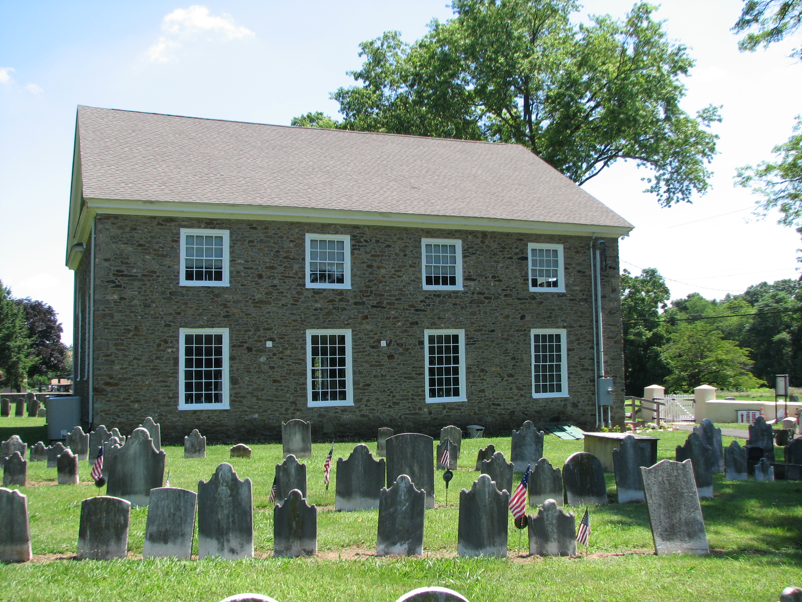 The southern side of Pennepack Baptist Church and cemetery.