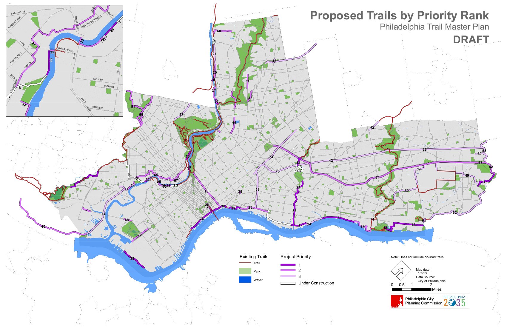 Philadelphia Trail Master Plan Draft Priority Map