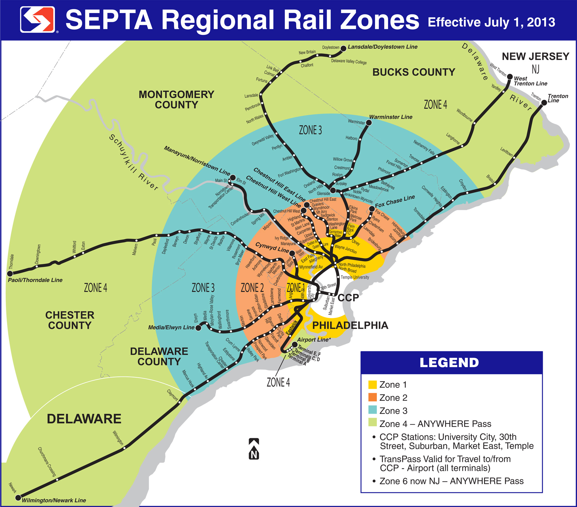Proposed SEPTA Regional Rail systems and zones