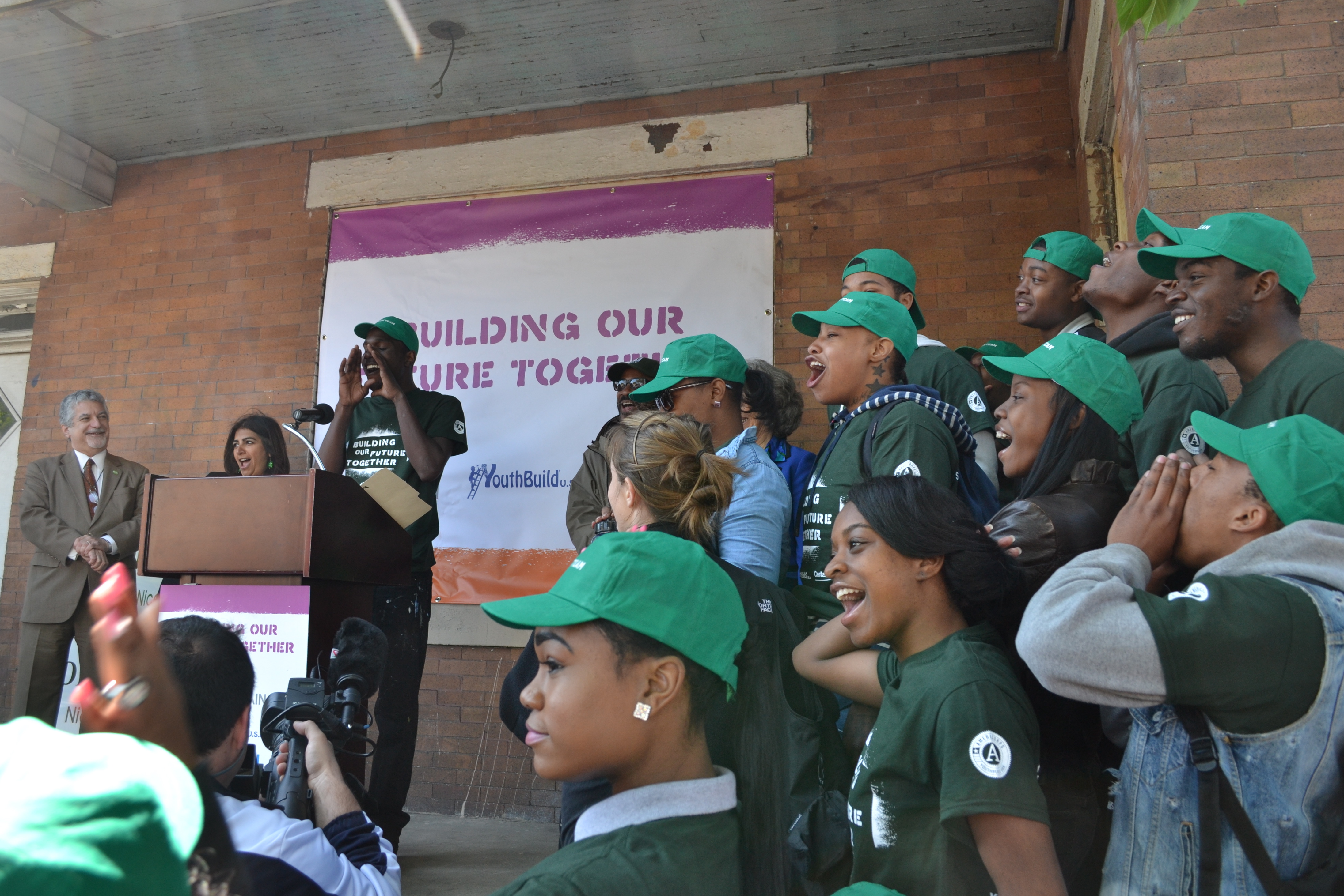 Students spoke and took the YouthBuild pledge at the groundbreaking ceremony