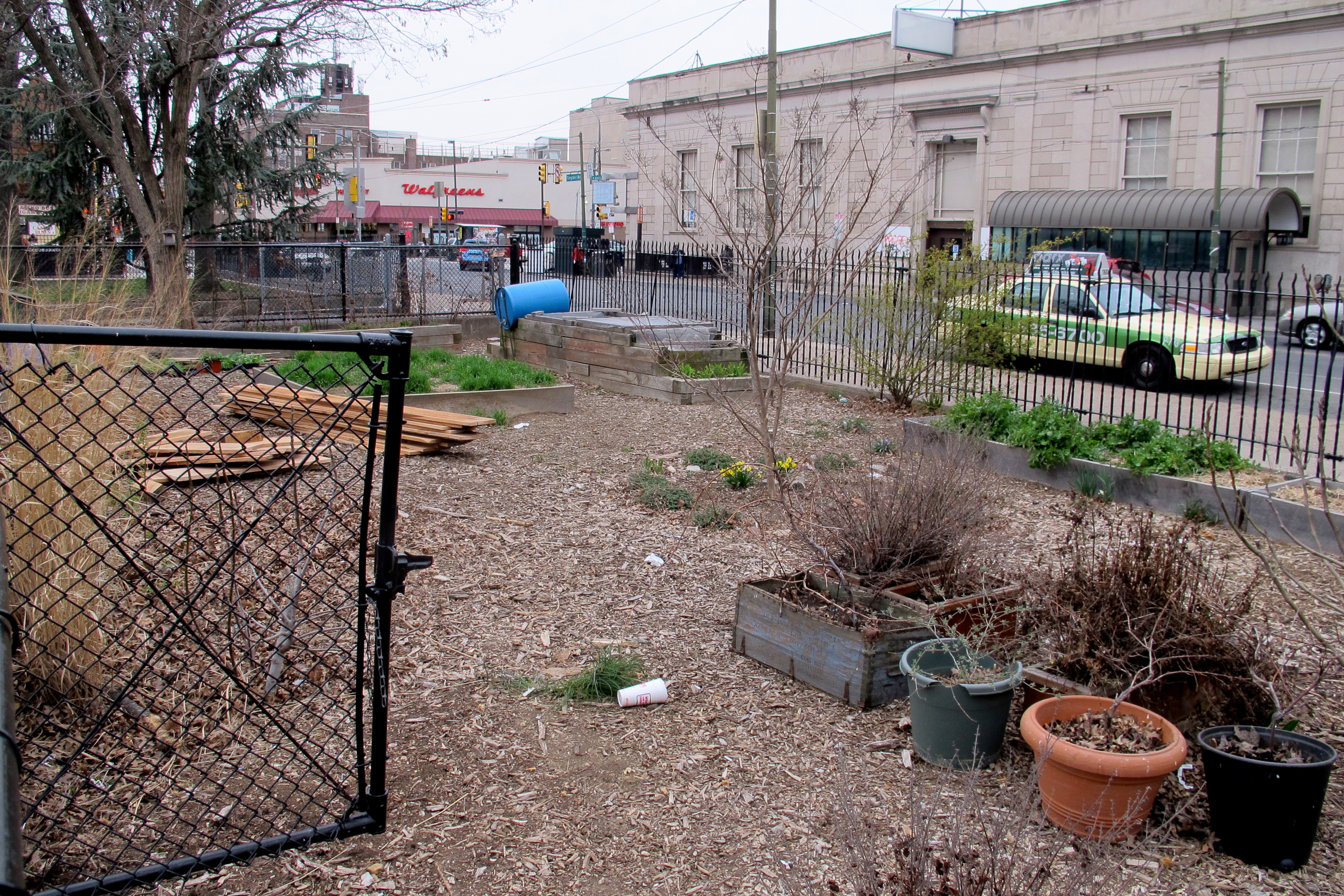 The garden along Snyder Avenue will get new raised beds this year where more produce can be grown. 