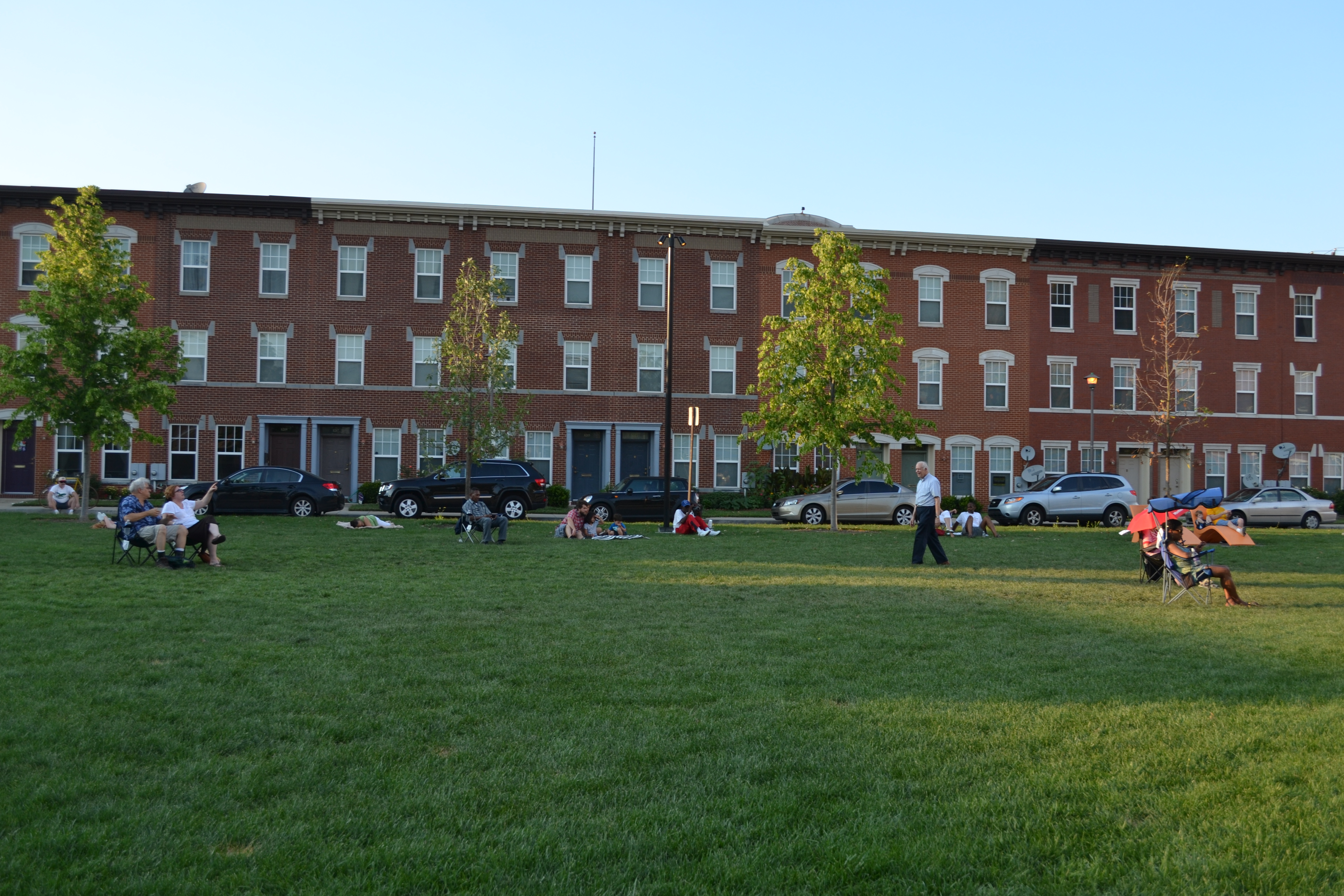 Today the park is surrounded by brick row homes