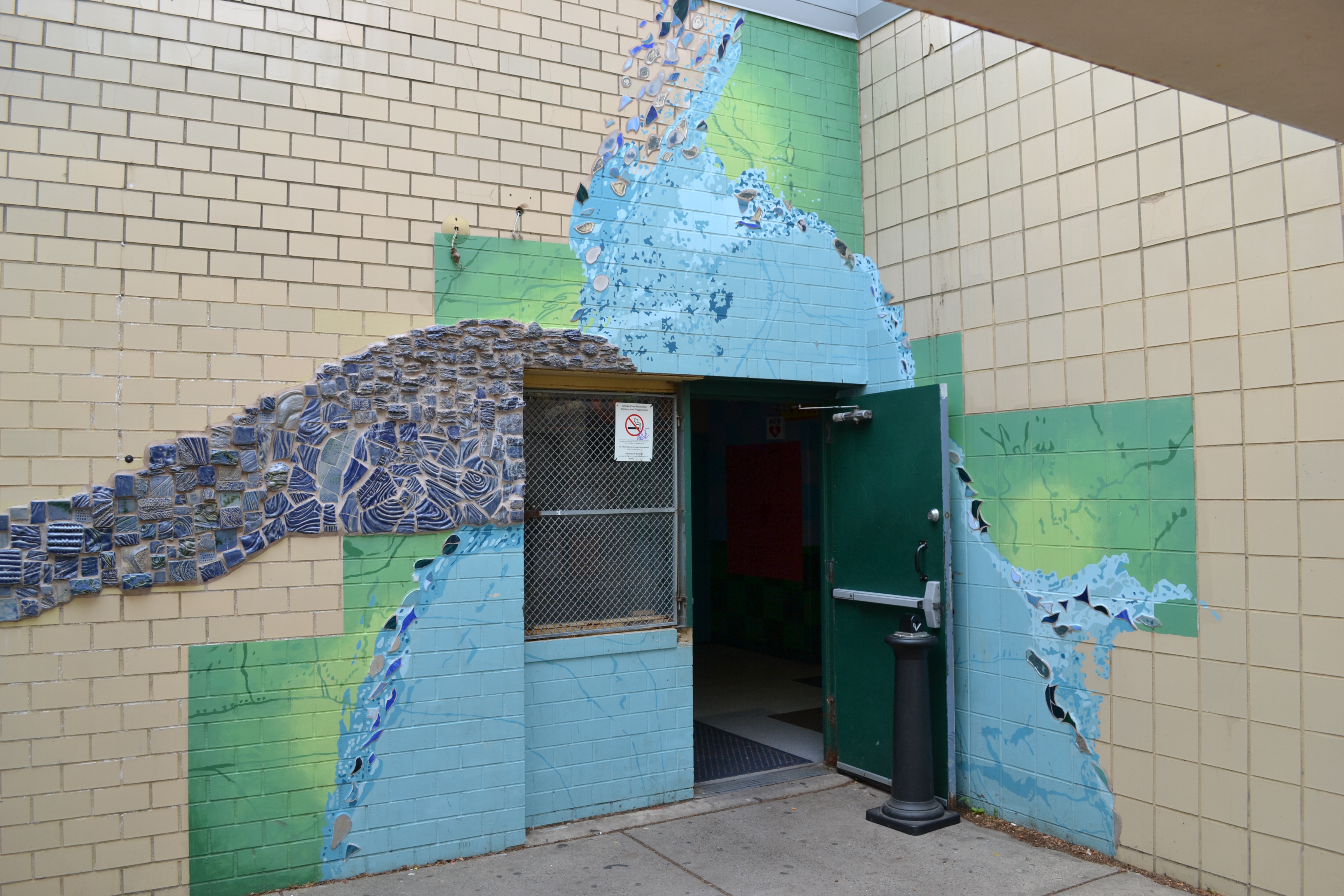 The Mural Arts initiative aims to connect the rec center to neighboring parks and the Delaware River